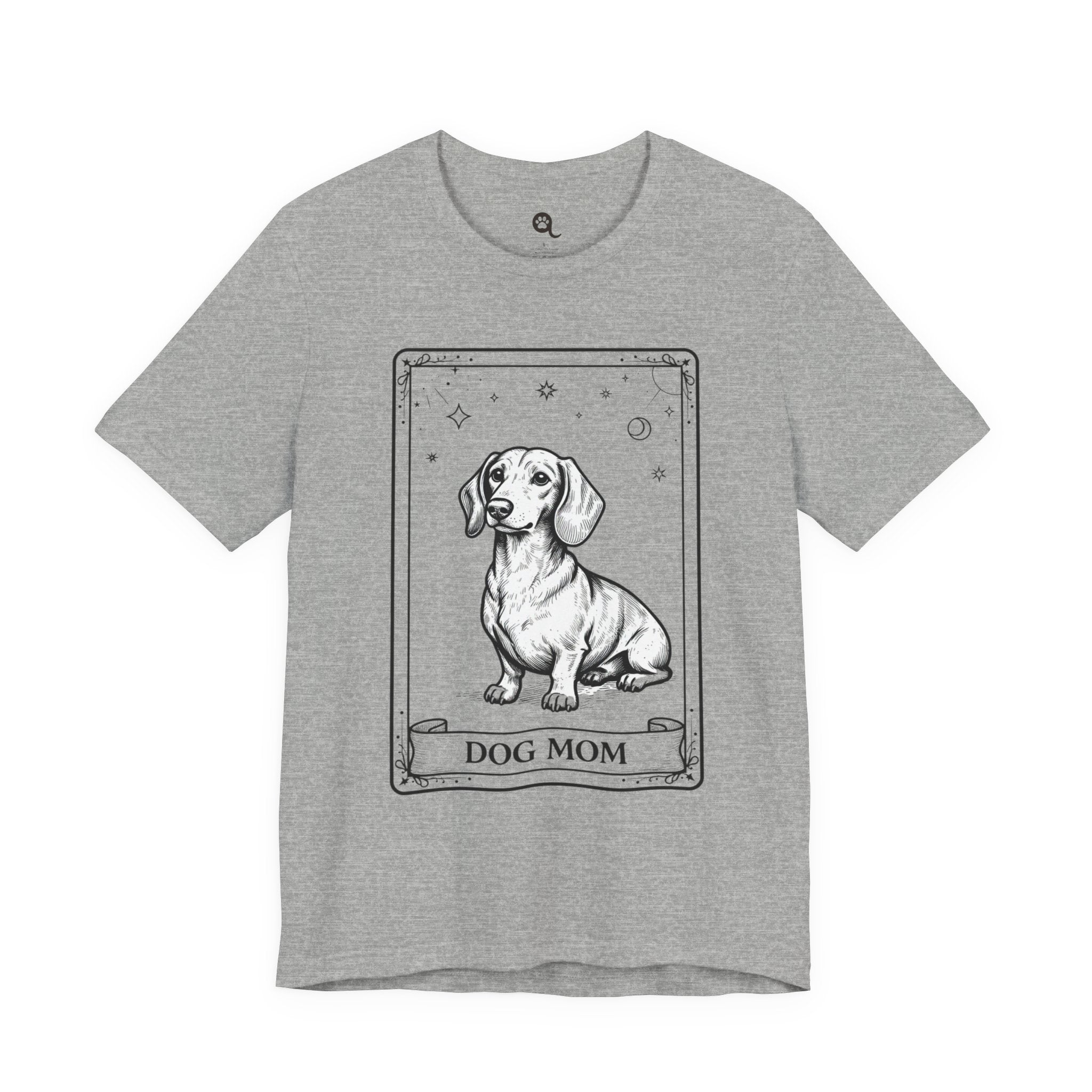 Dog Mom T-Shirt | Dog Mom T-Shirt Vintage Tarot Style Dachshund Graphic Tee | Cute Unisex Dog Lover Shirt Gift Illustration Tee