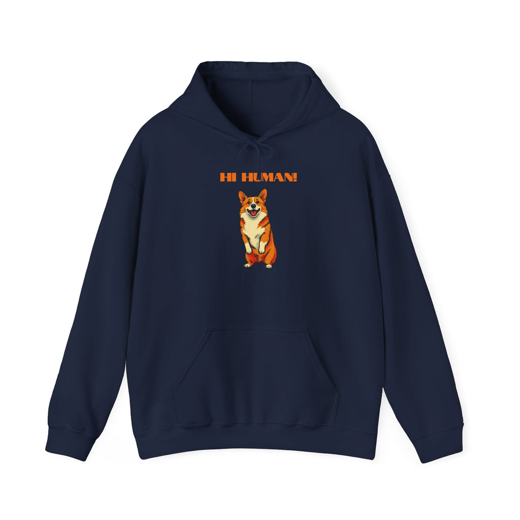 Corgi 'Hi Human!' Hoodie — Cute Dog Graphic Pullover