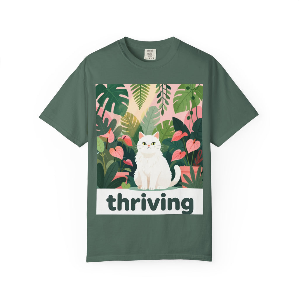 Thriving Cat Tee — Floral Plant Graphic T-Shirt