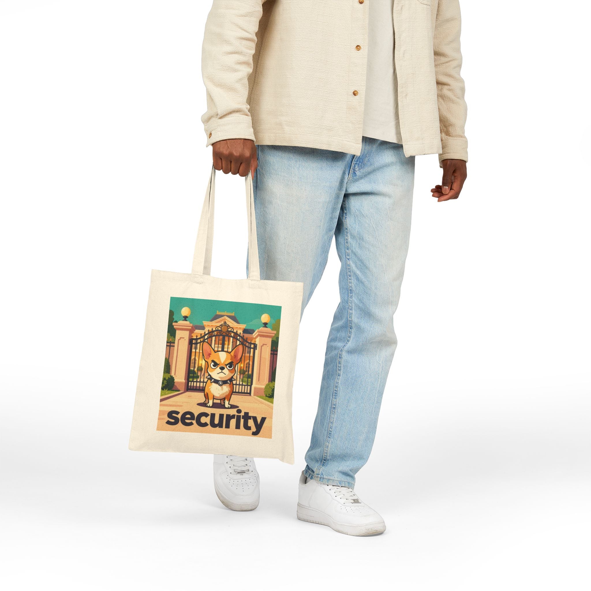 Security Corgi Canvas Tote Bag — Cute Guard Dog Market Tote
