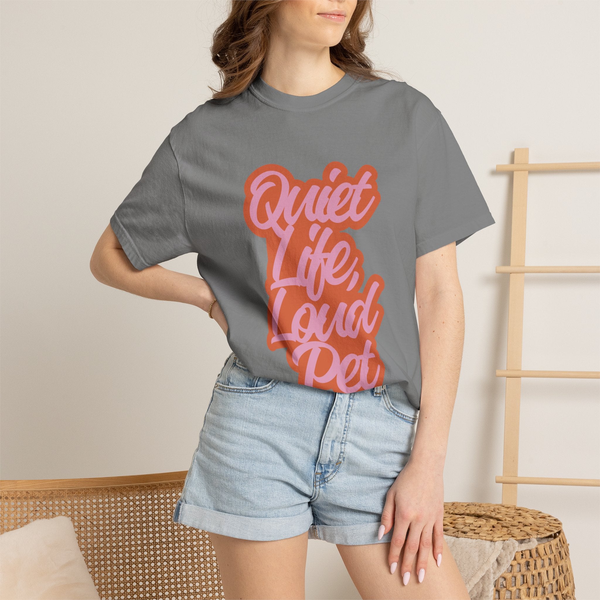 Quiet Life Loud Pet T-Shirt | Funny Pet Lover Graphic Tee | Cozy Retro Dog & Cat Owner Shirt