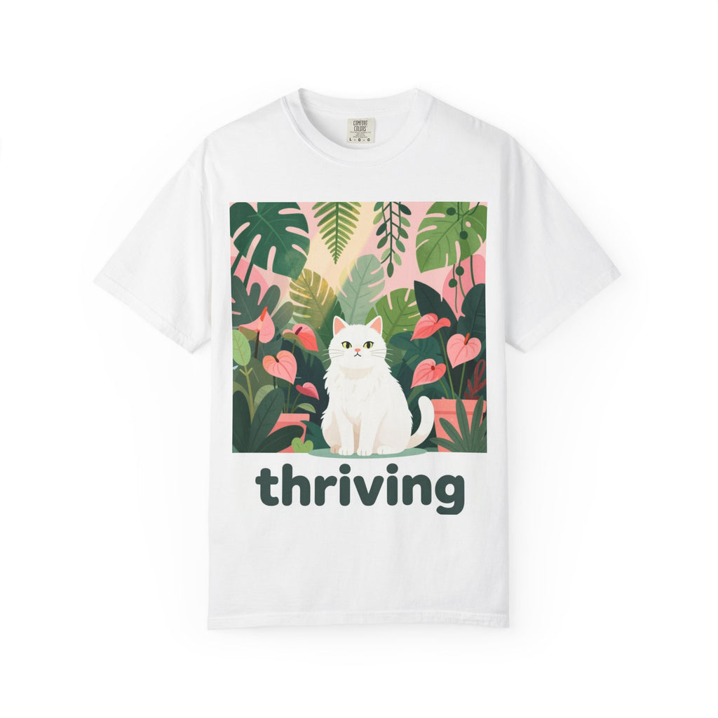 Thriving Cat Tee — Floral Plant Graphic T-Shirt