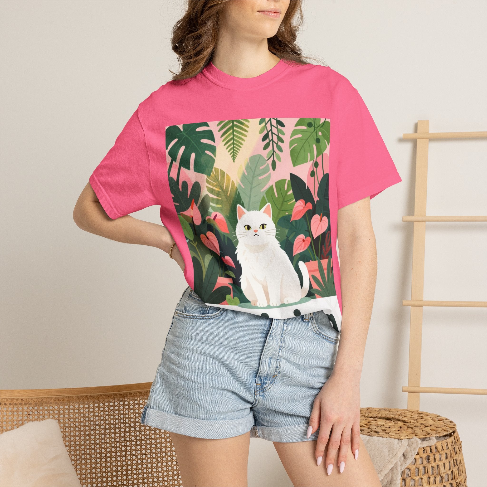 Thriving Cat Tee — Floral Plant Graphic T-Shirt