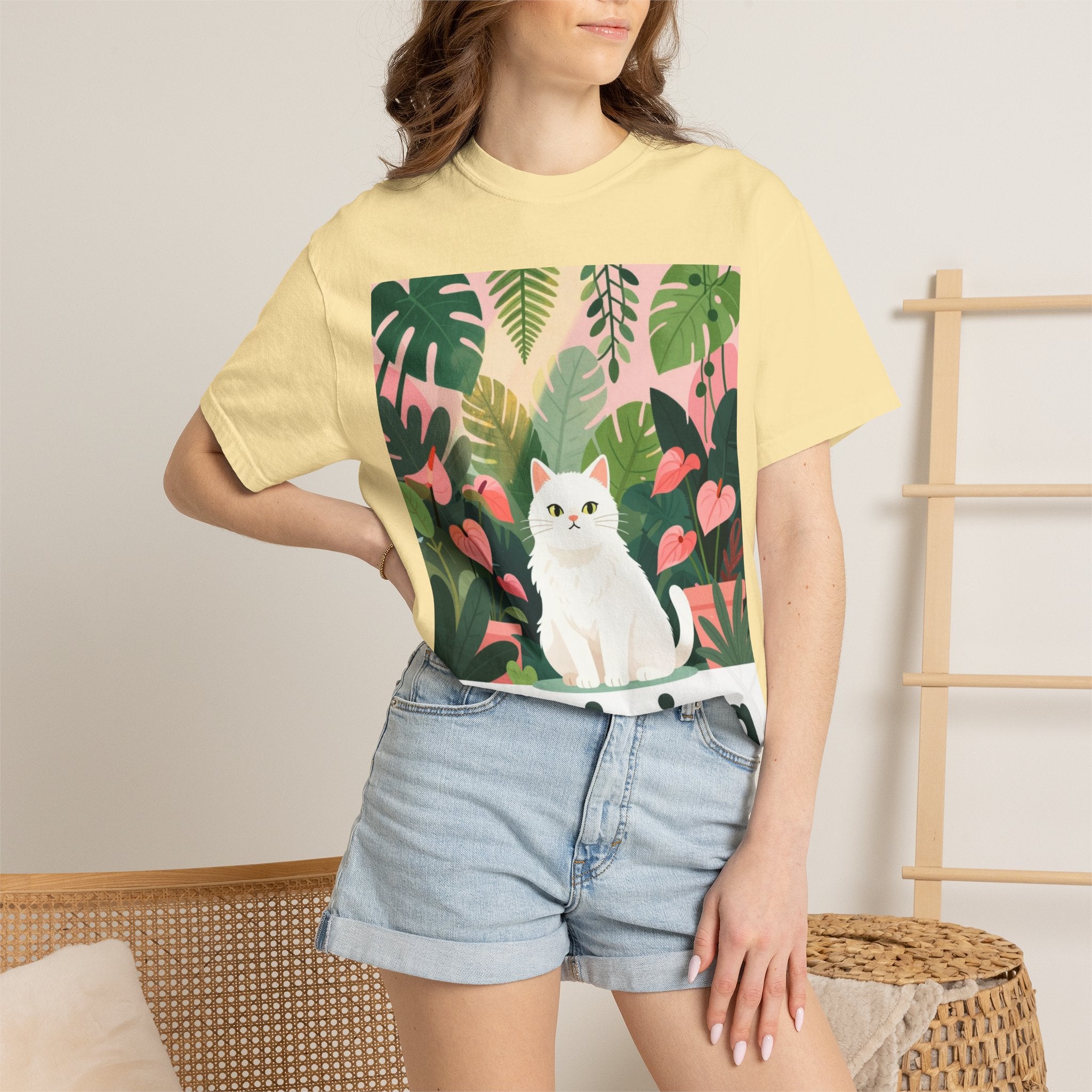 Thriving Cat Tee — Floral Plant Graphic T-Shirt