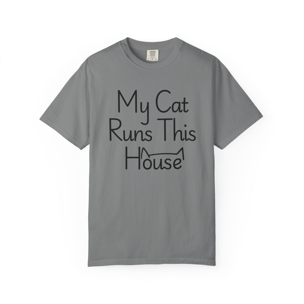 My Cat Runs This House T-Shirt — Funny Cat Lover Tee
