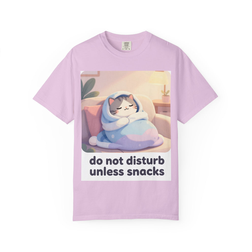Do Not Disturb Unless Snacks T-Shirt — Cozy Cat Graphic Tee