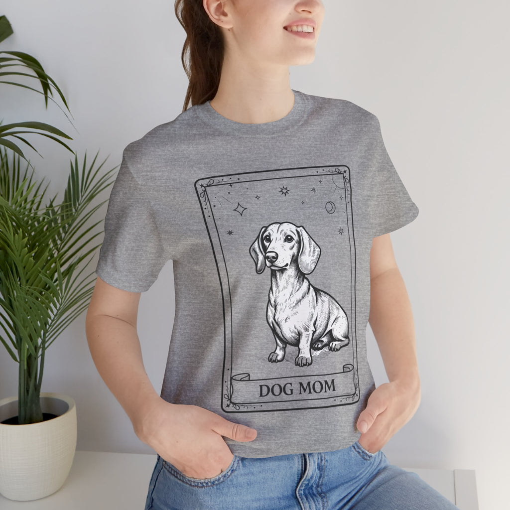 Dog Mom T-Shirt | Dog Mom T-Shirt Vintage Tarot Style Dachshund Graphic Tee | Cute Unisex Dog Lover Shirt Gift Illustration Tee