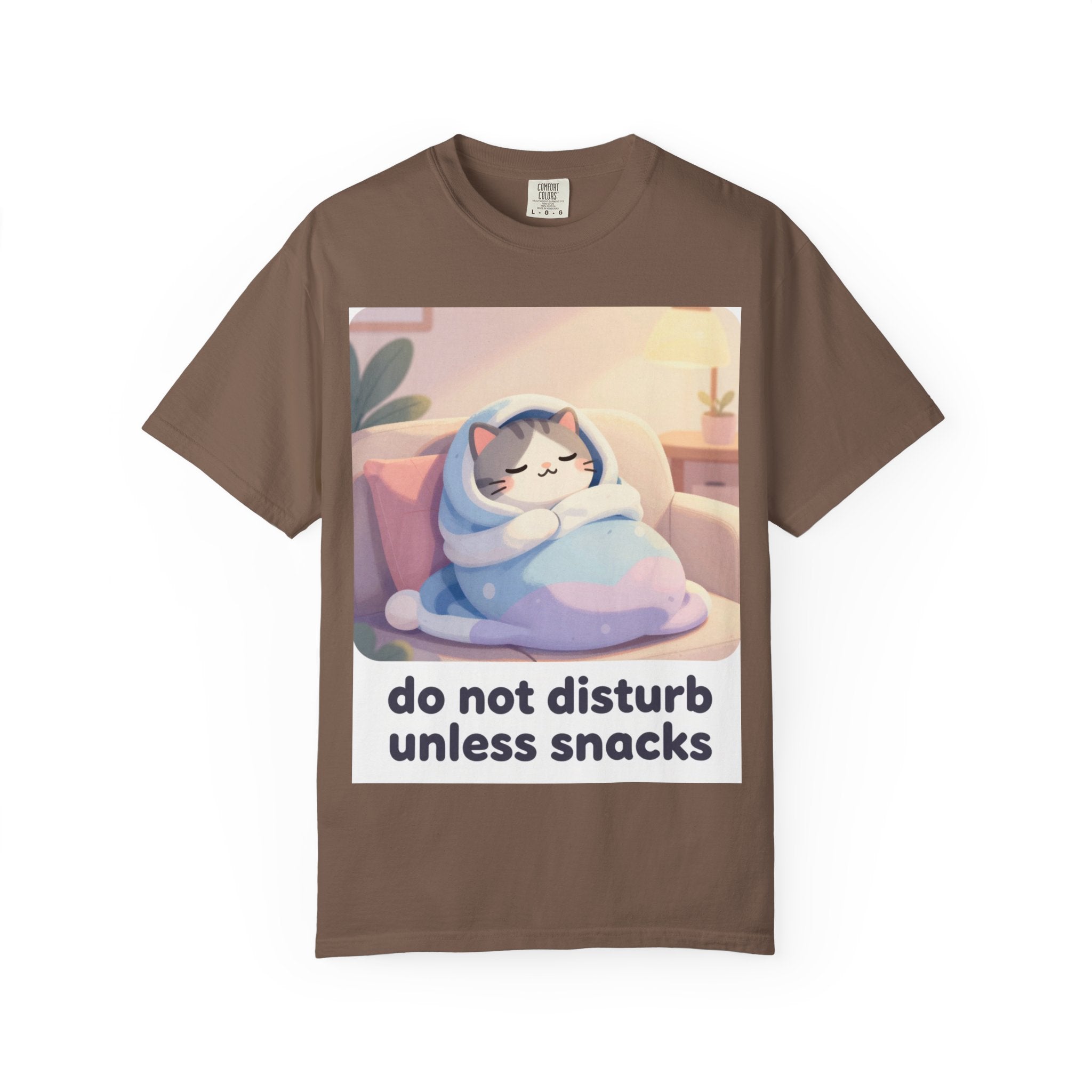 Do Not Disturb Unless Snacks T-Shirt — Cozy Cat Graphic Tee