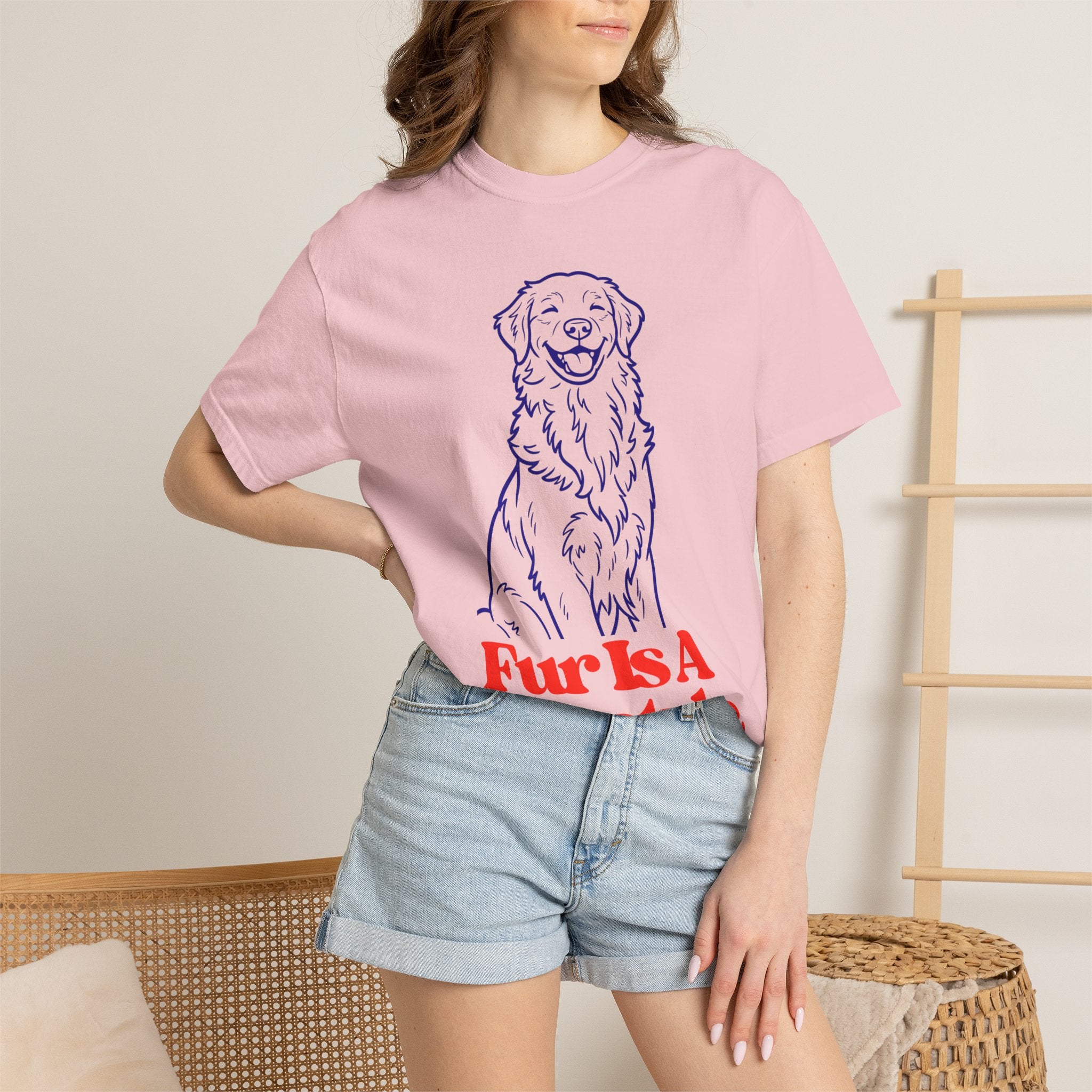 Fur Is A Lifestyle Dog Lover T-Shirt | Cute Golden Retriever Graphic Tee | Garment-Dyed Retro Pet Owner Shirt