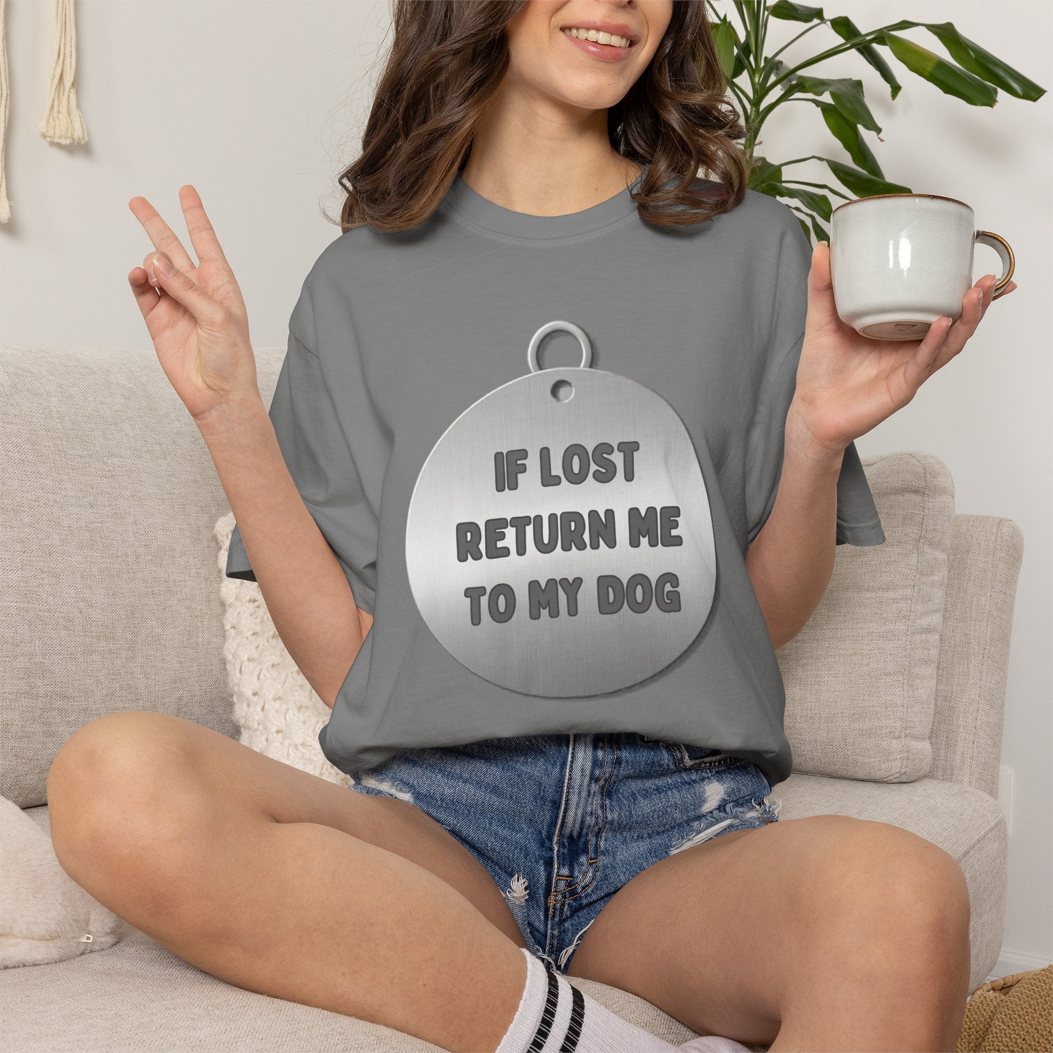 If Lost, Return Me To My Dog T-Shirt - Unisex Garment-Dyed Tee for Dog Lovers