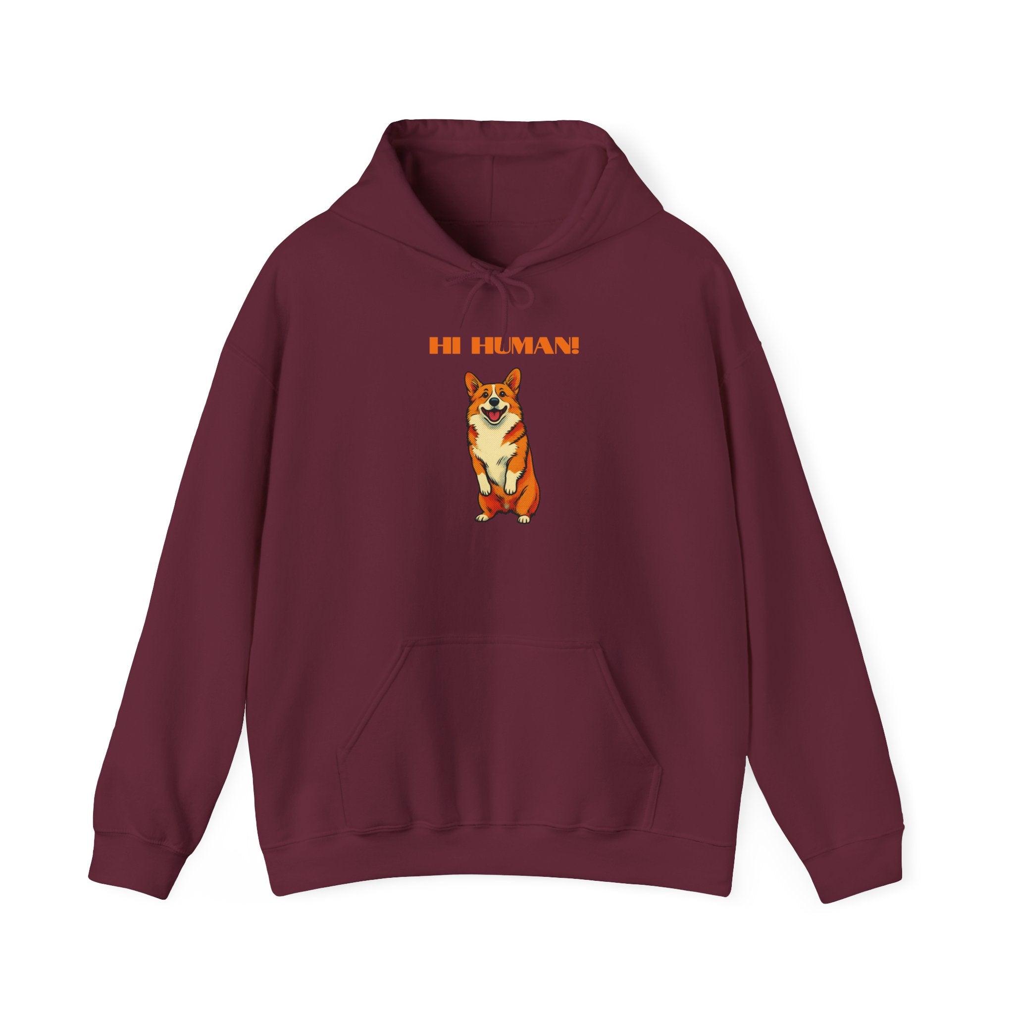 Corgi 'Hi Human!' Hoodie — Cute Dog Graphic Pullover