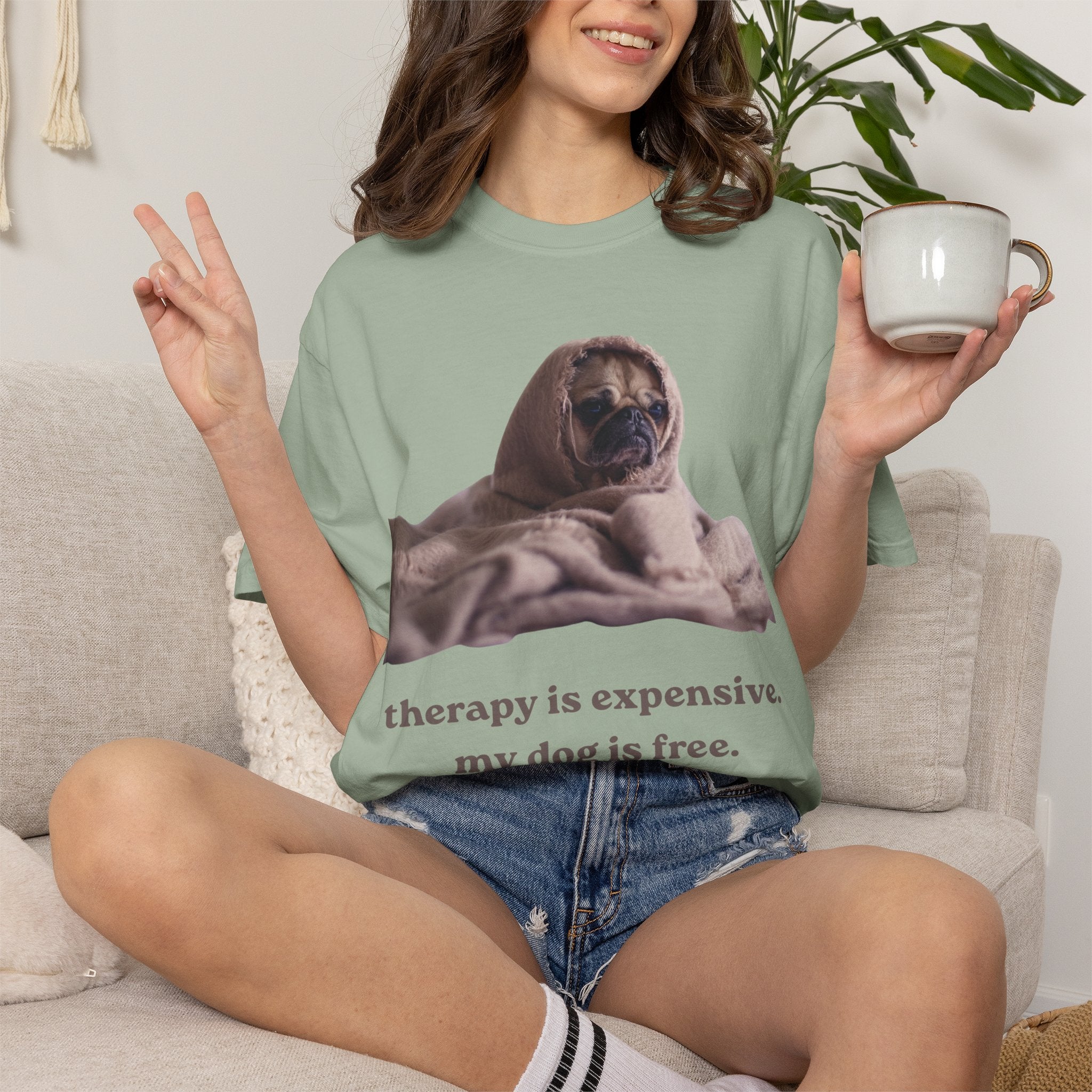 Therapy Is Expensive My Dog Is Free T-Shirt — Funny Dog Lover Tee