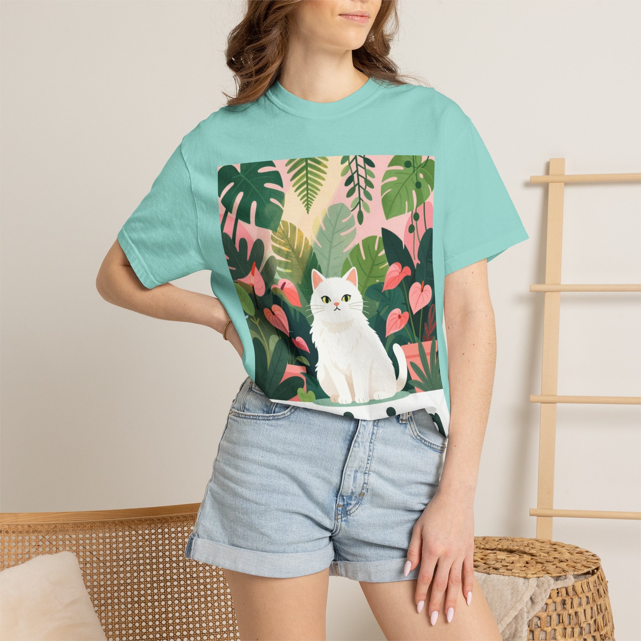 Thriving Cat Tee — Floral Plant Graphic T-Shirt