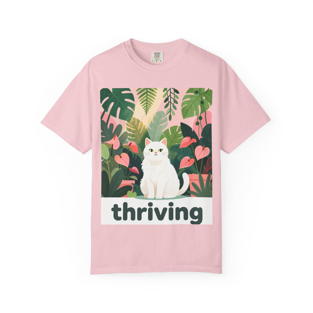 Thriving Cat Tee — Floral Plant Graphic T-Shirt