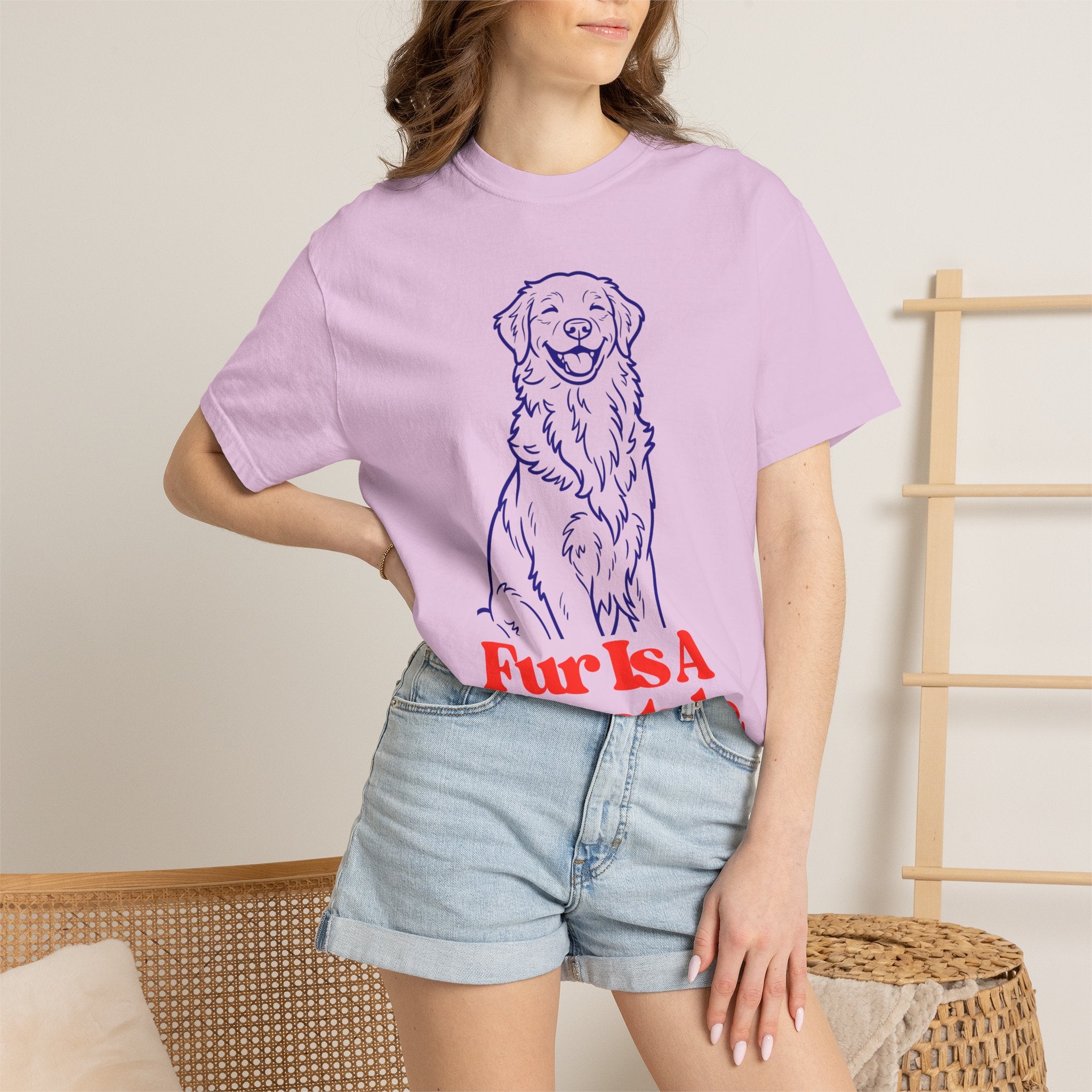 Fur Is A Lifestyle Dog Lover T-Shirt | Cute Golden Retriever Graphic Tee | Garment-Dyed Retro Pet Owner Shirt