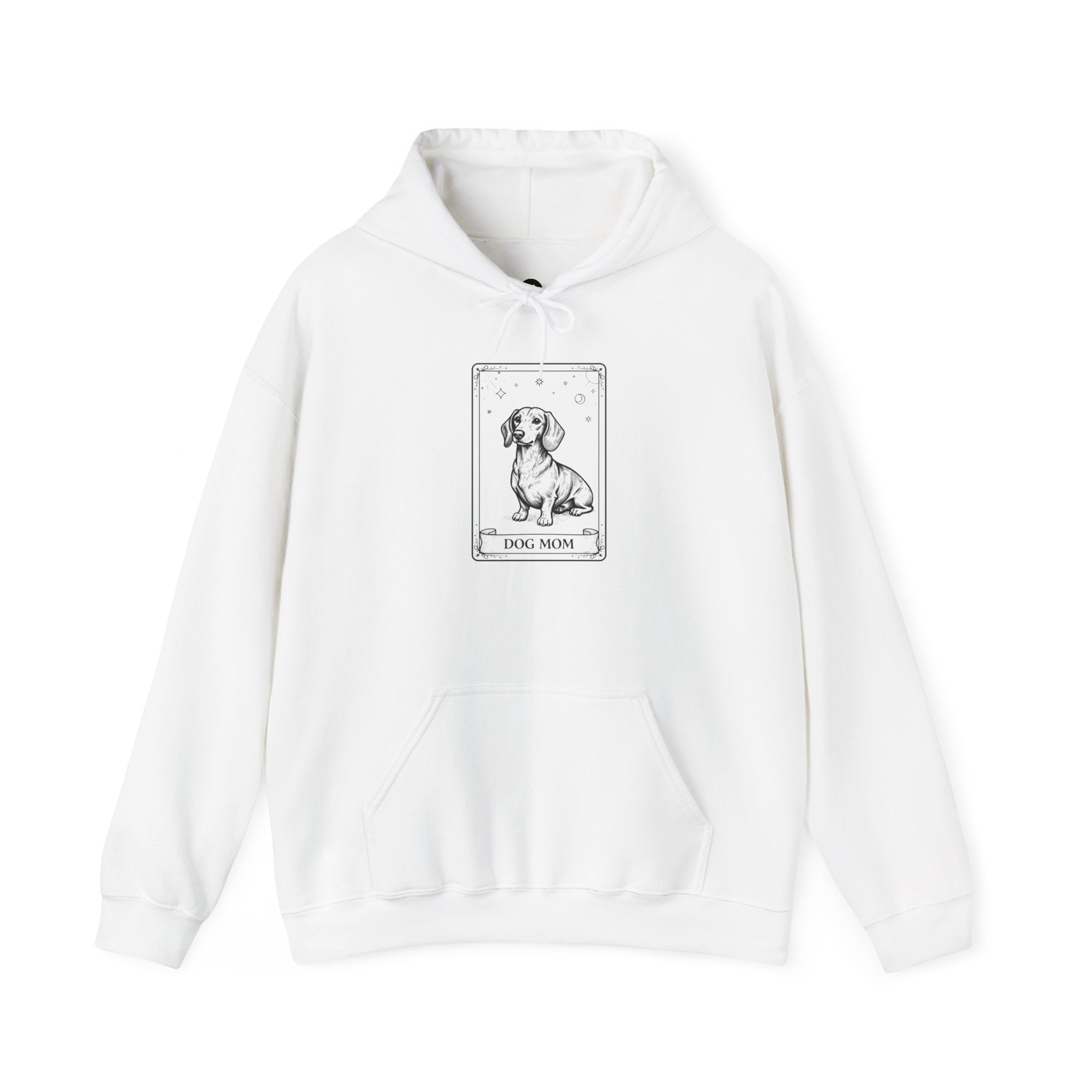 Dog Mom Hoodie | Dog Mom Vintage Tarot Style Dachshund Graphic Hoodie | Cute Unisex Dog Lover Shirt Gift Illustration Hoodie