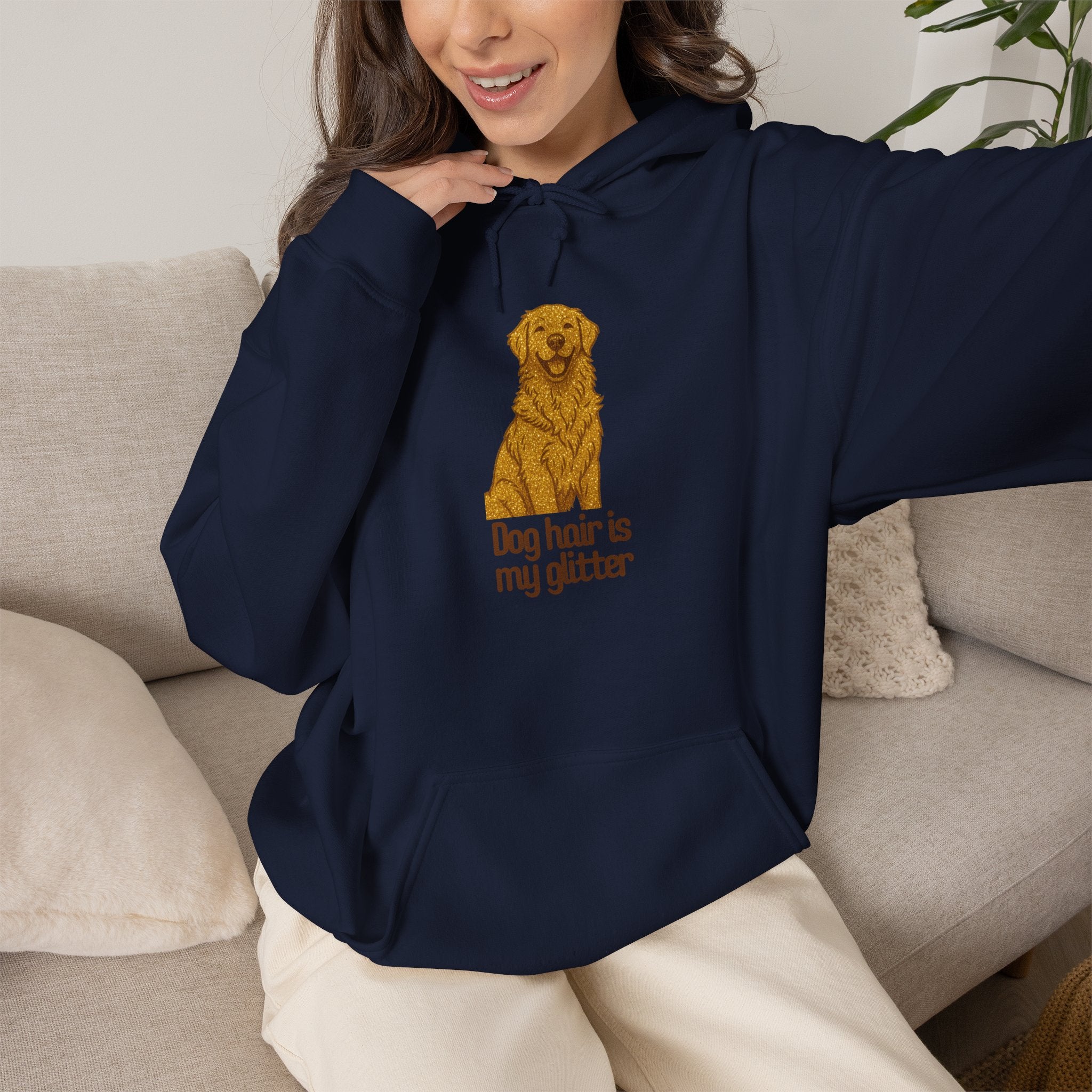 Golden Retriever Hoodie - "Dog Hair Is My Glitter" Cute Dog Lover Pullover