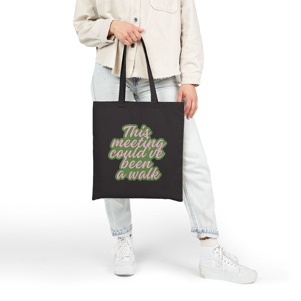This Meeting Could've Been a Walk" Cotton Canvas Tote Bag | Funny Dog Mom Gift, Lightweight Shoulder Bag for Dog Lovers