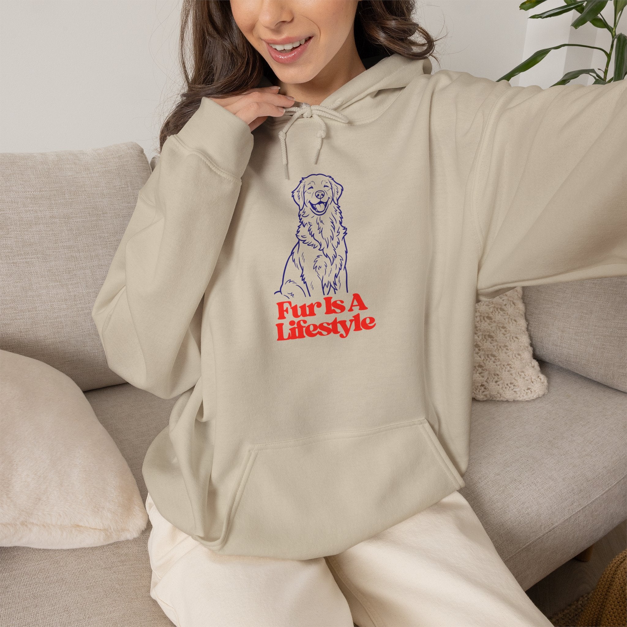 Fur Is A Lifestyle Dog Lover Hoodie | Cute Golden Retriever Graphic Pullover | Cozy Unisex Pet Owner Sweatshirt