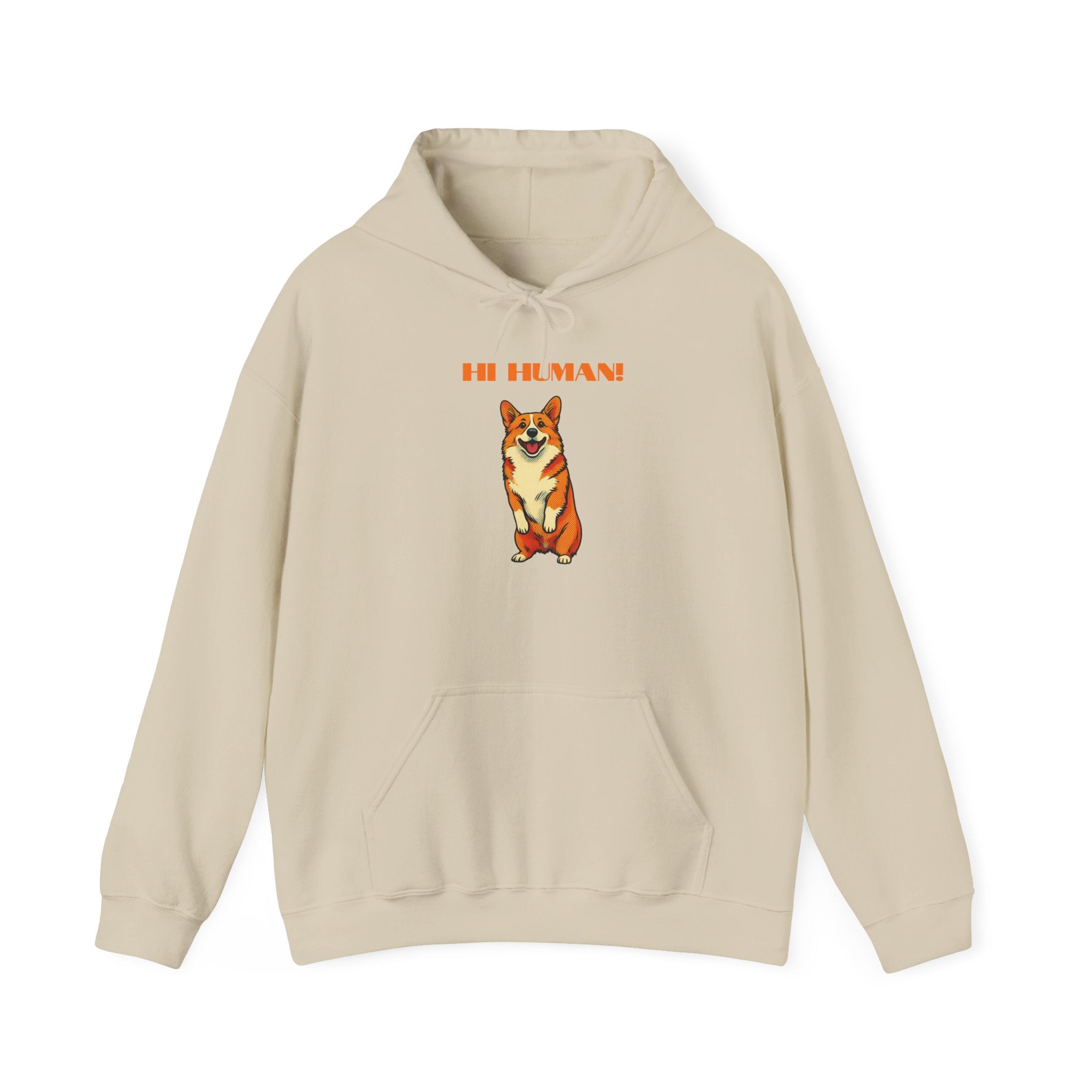 Corgi 'Hi Human!' Hoodie — Cute Dog Graphic Pullover