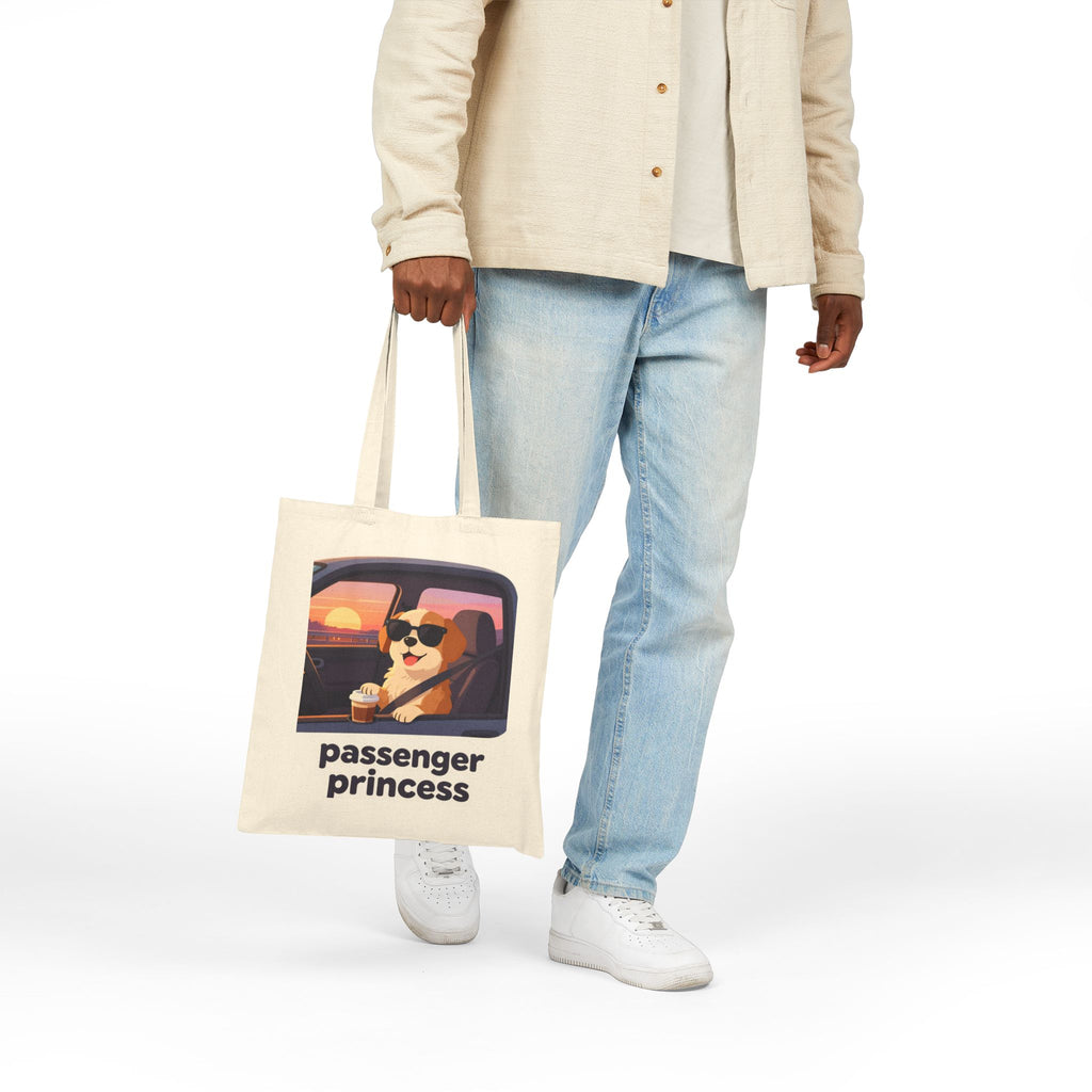 Tote Bag — "Passenger Princess" Cute Dog Travel Canvas Tote