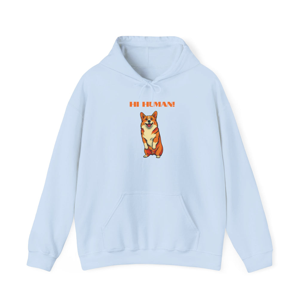 Corgi 'Hi Human!' Hoodie — Cute Dog Graphic Pullover