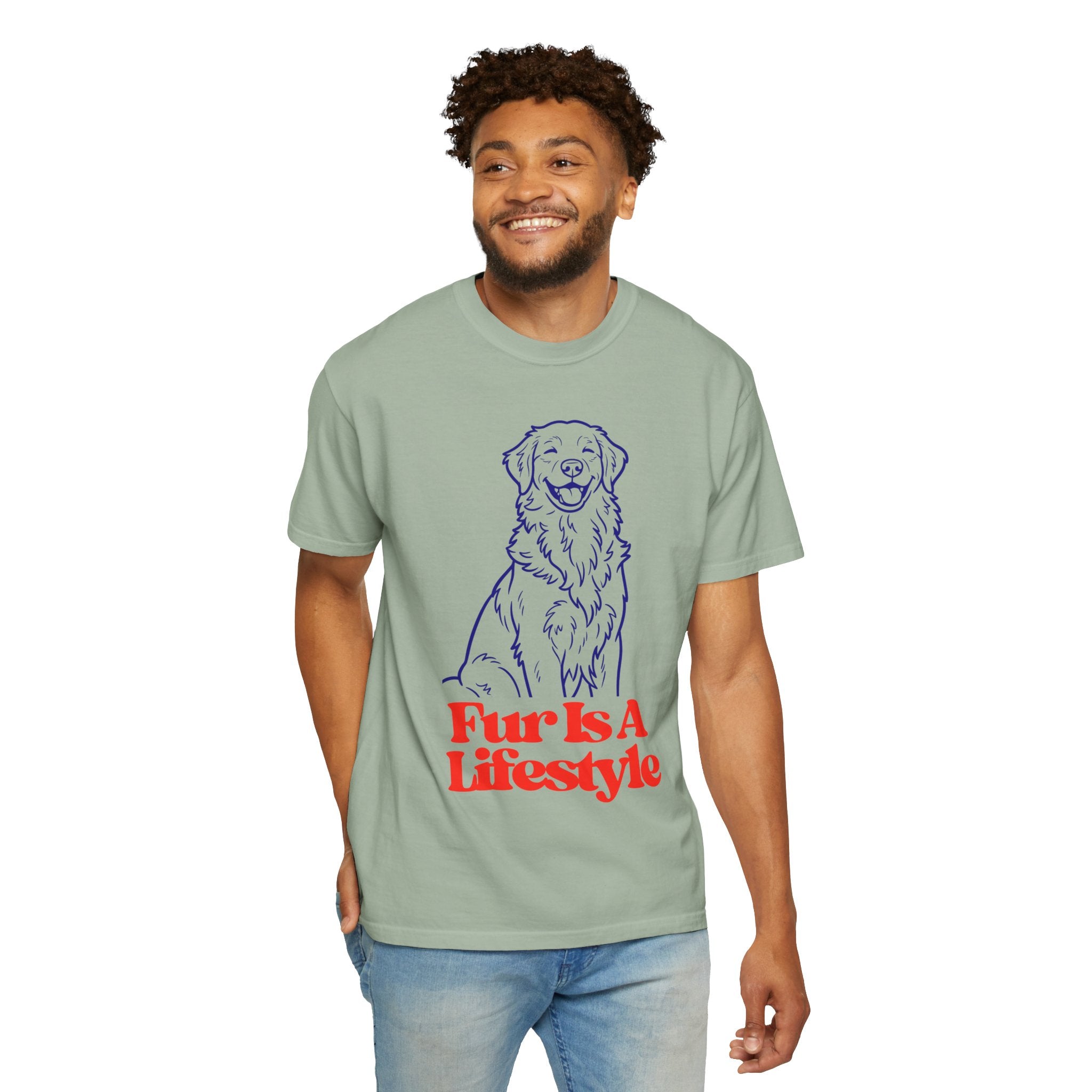 Fur Is A Lifestyle Dog Lover T-Shirt | Cute Golden Retriever Graphic Tee | Garment-Dyed Retro Pet Owner Shirt