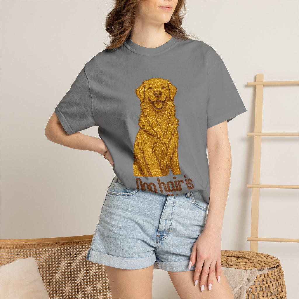 Dog Hair Is My Glitter T-Shirt | Funny Golden Retriever Dog Lover Tee | Cozy Retro Pet Owner Shirt