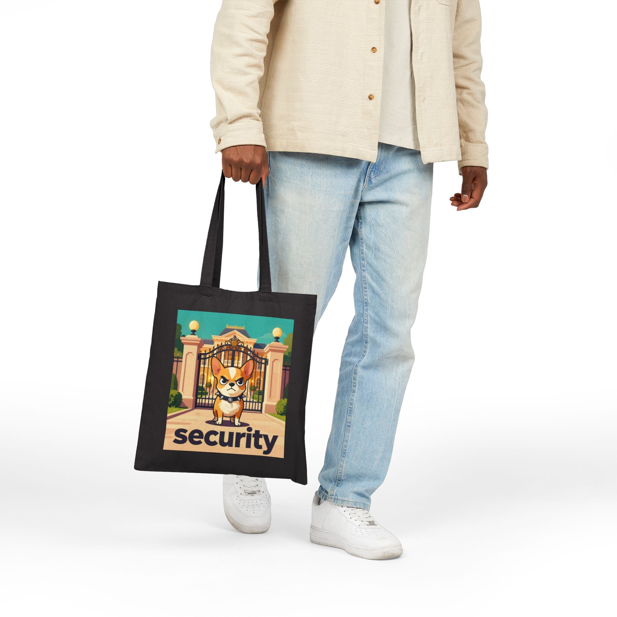 Security Corgi Canvas Tote Bag — Cute Guard Dog Market Tote