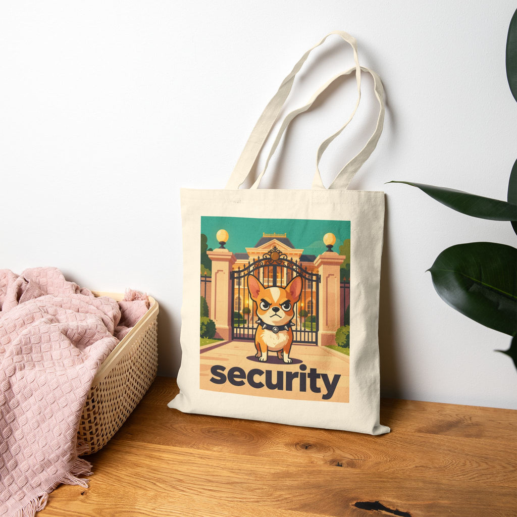 Security Corgi Canvas Tote Bag — Cute Guard Dog Market Tote