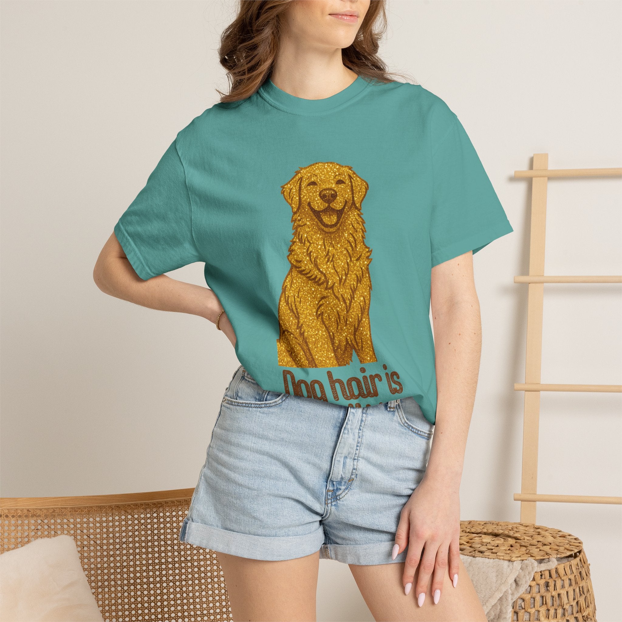 Dog Hair Is My Glitter T-Shirt | Funny Golden Retriever Dog Lover Tee | Cozy Retro Pet Owner Shirt