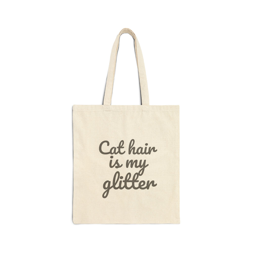 Tote Bag — "Cat Hair Is My Glitter" Canvas Grocery & Cat Lover Tote