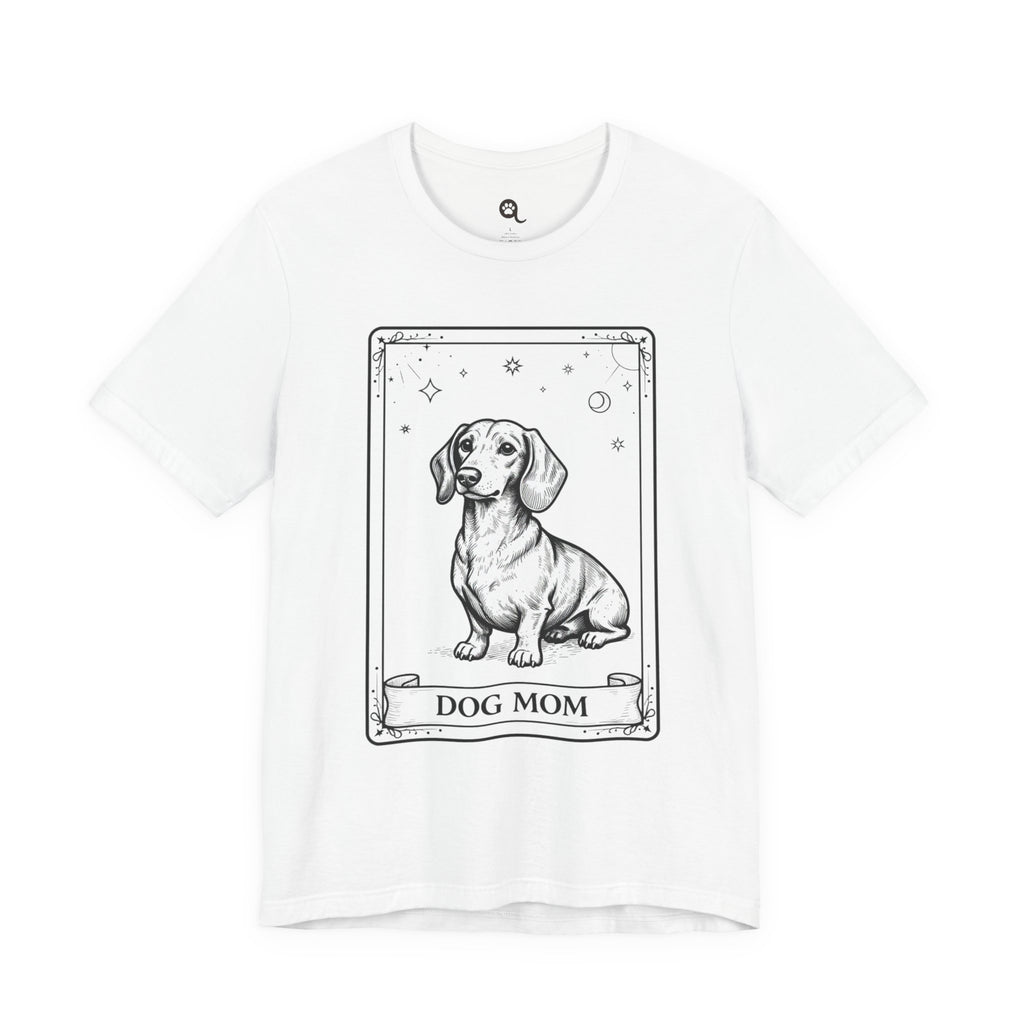 Dog Mom T-Shirt | Dog Mom T-Shirt Vintage Tarot Style Dachshund Graphic Tee | Cute Unisex Dog Lover Shirt Gift Illustration Tee