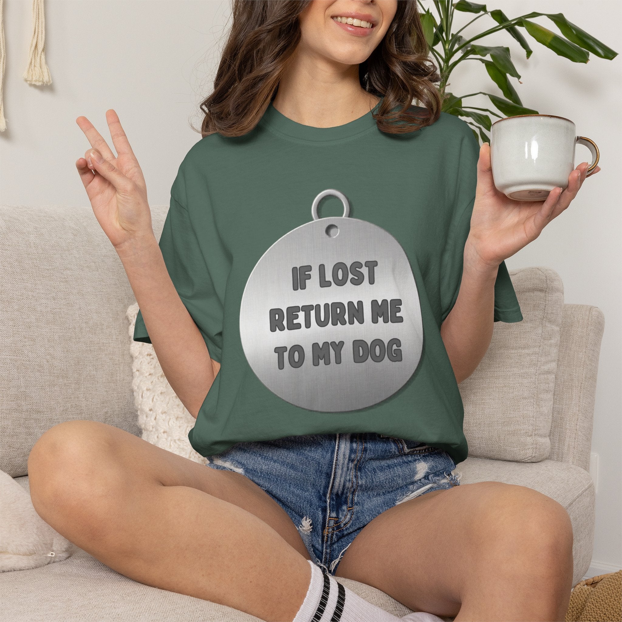 If Lost, Return Me To My Dog T-Shirt - Unisex Garment-Dyed Tee for Dog Lovers