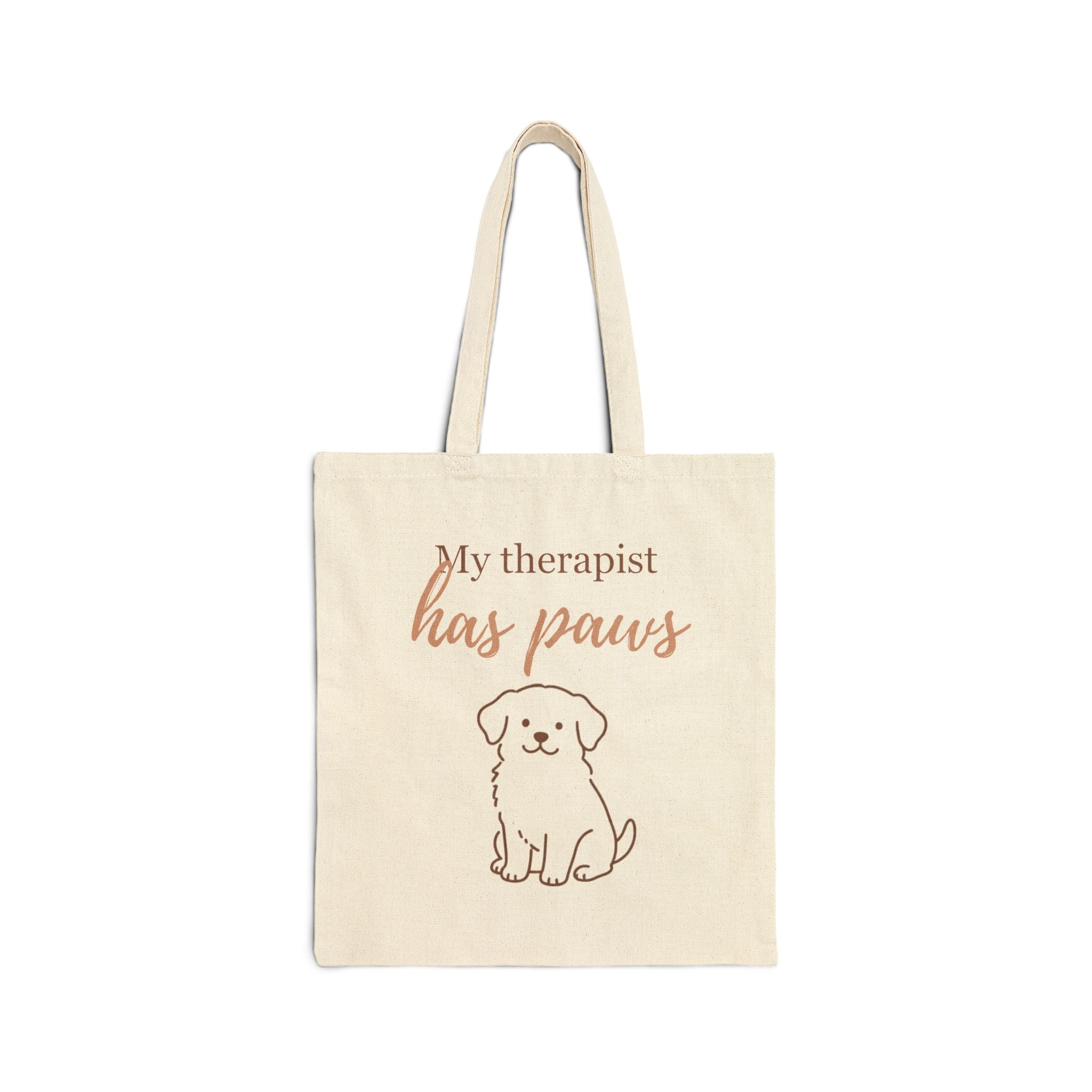 Tote Bag — "My Therapist Has Paws" Canvas Dog Lover Tote