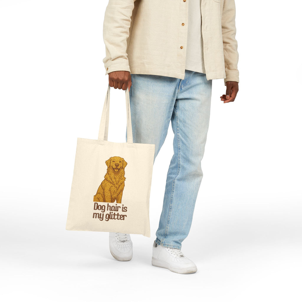 Tote Bag — "Dog Hair Is My Glitter" Golden Retriever Canvas Tote