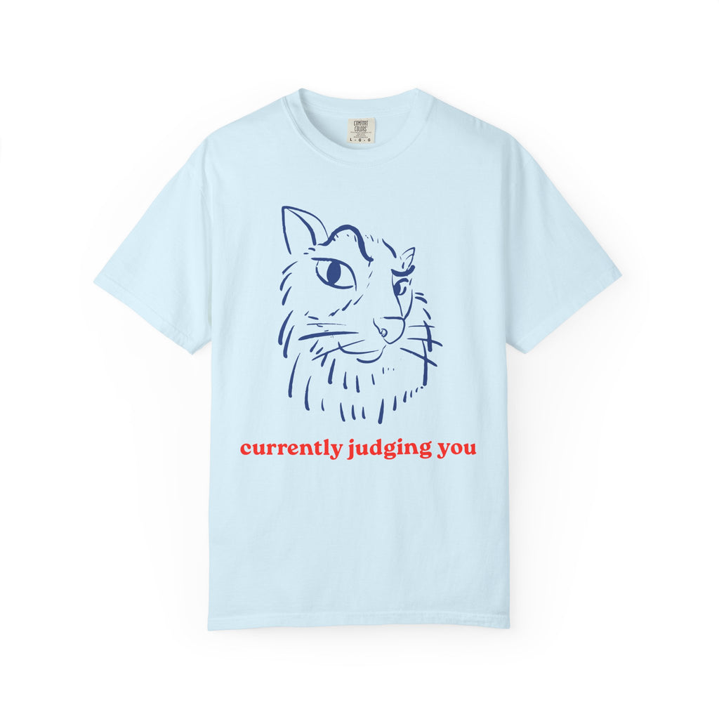 Cat Sketch Tee — "currently judging you" Graphic T-Shirt