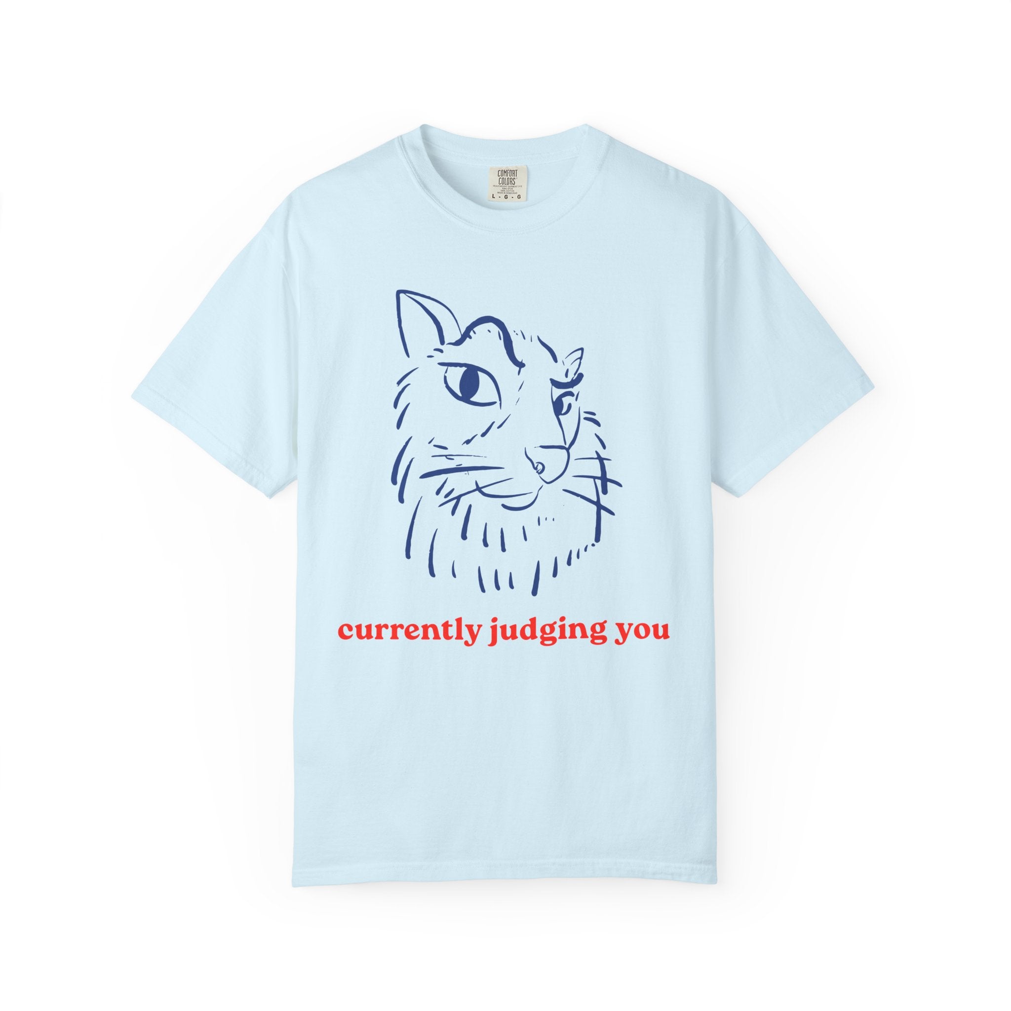 Cat Sketch Tee — "currently judging you" Graphic T-Shirt