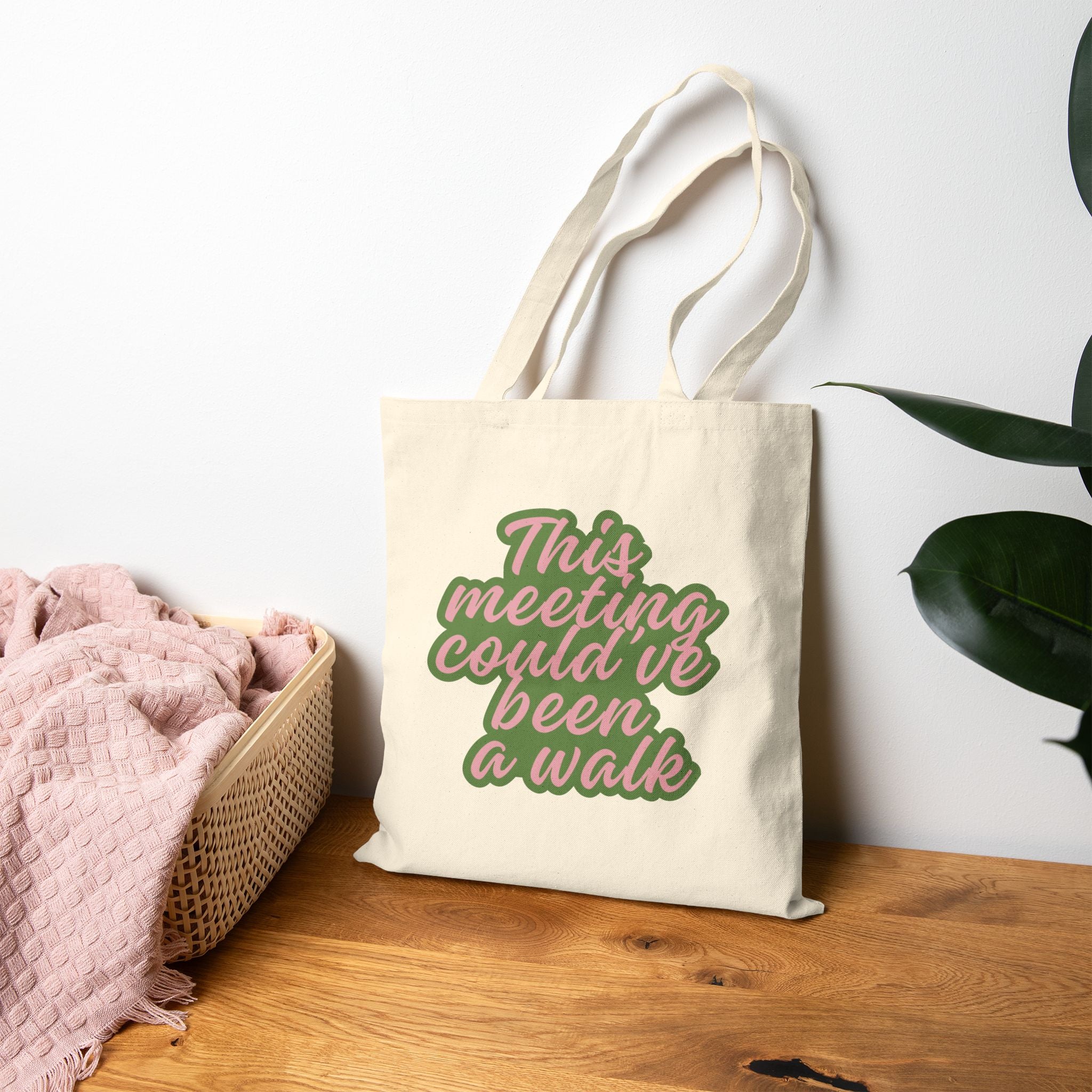 This Meeting Could've Been a Walk" Cotton Canvas Tote Bag | Funny Dog Mom Gift, Lightweight Shoulder Bag for Dog Lovers