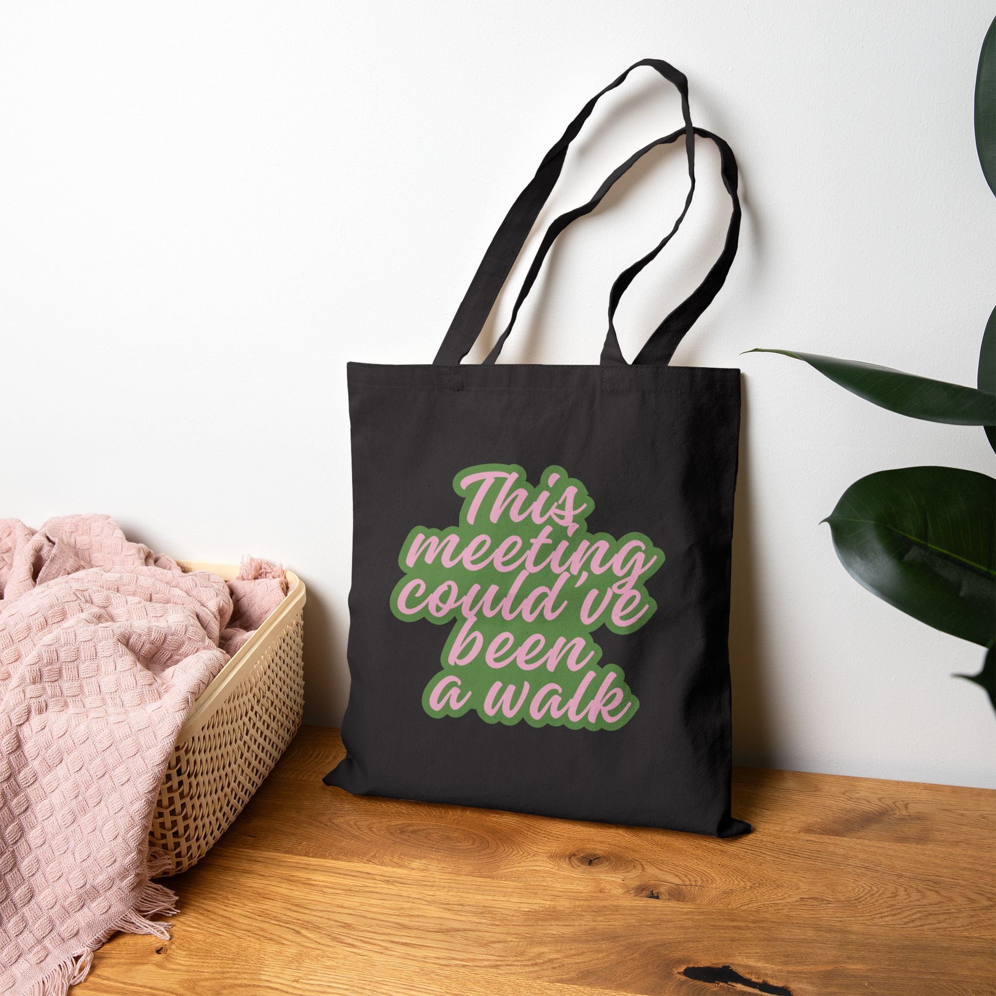 This Meeting Could've Been a Walk" Cotton Canvas Tote Bag | Funny Dog Mom Gift, Lightweight Shoulder Bag for Dog Lovers
