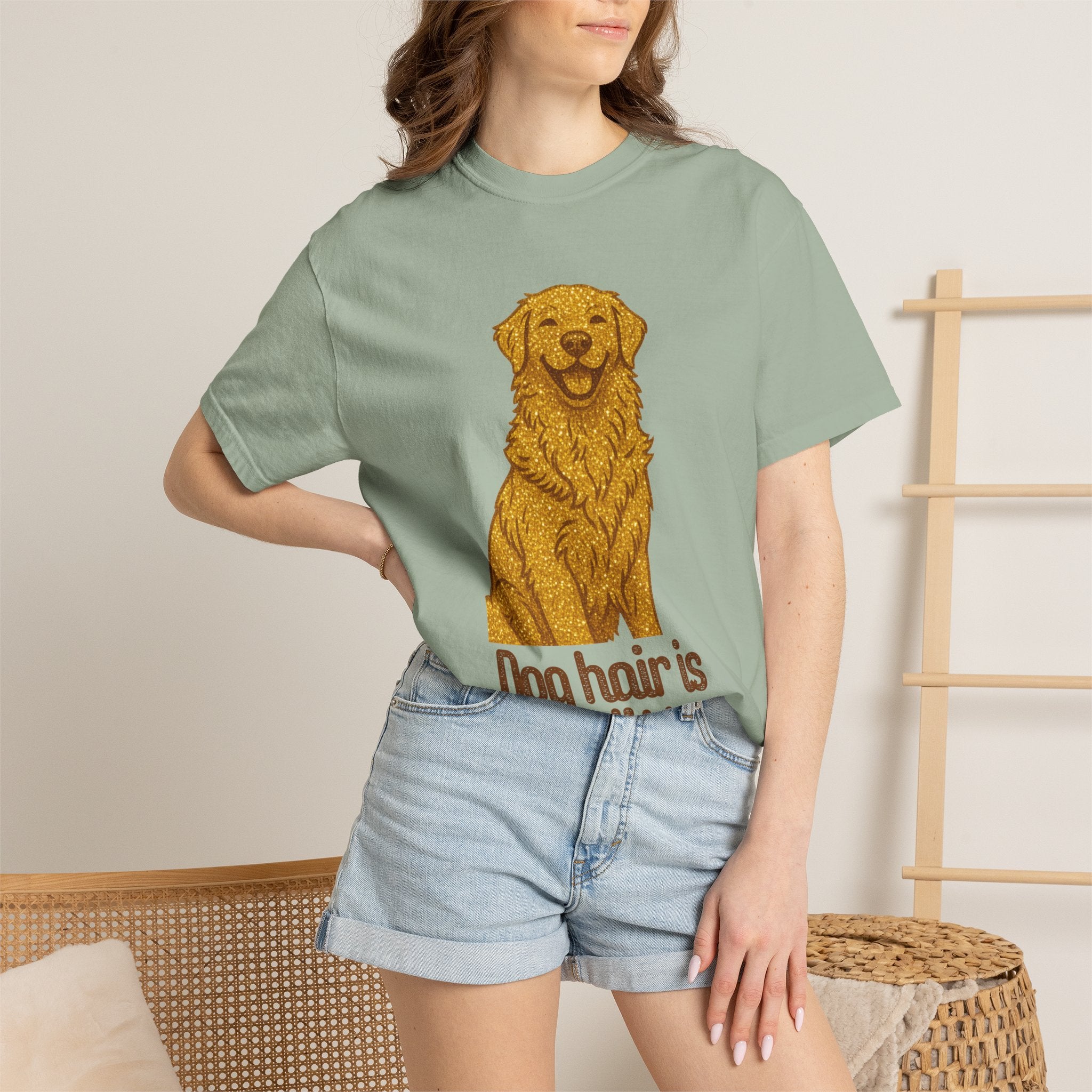 Dog Hair Is My Glitter T-Shirt | Funny Golden Retriever Dog Lover Tee | Cozy Retro Pet Owner Shirt