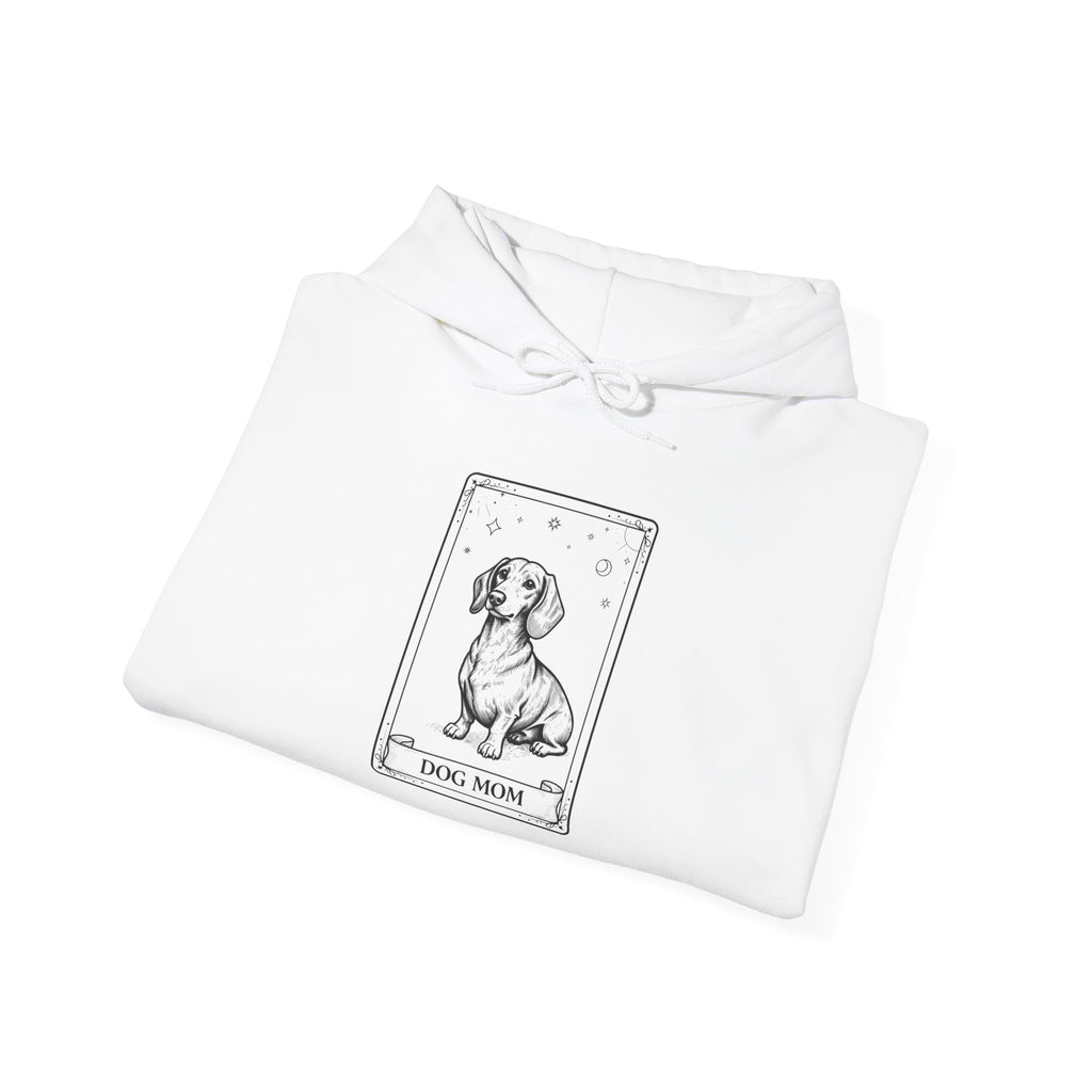 Dog Mom Hoodie | Dog Mom Vintage Tarot Style Dachshund Graphic Hoodie | Cute Unisex Dog Lover Shirt Gift Illustration Hoodie