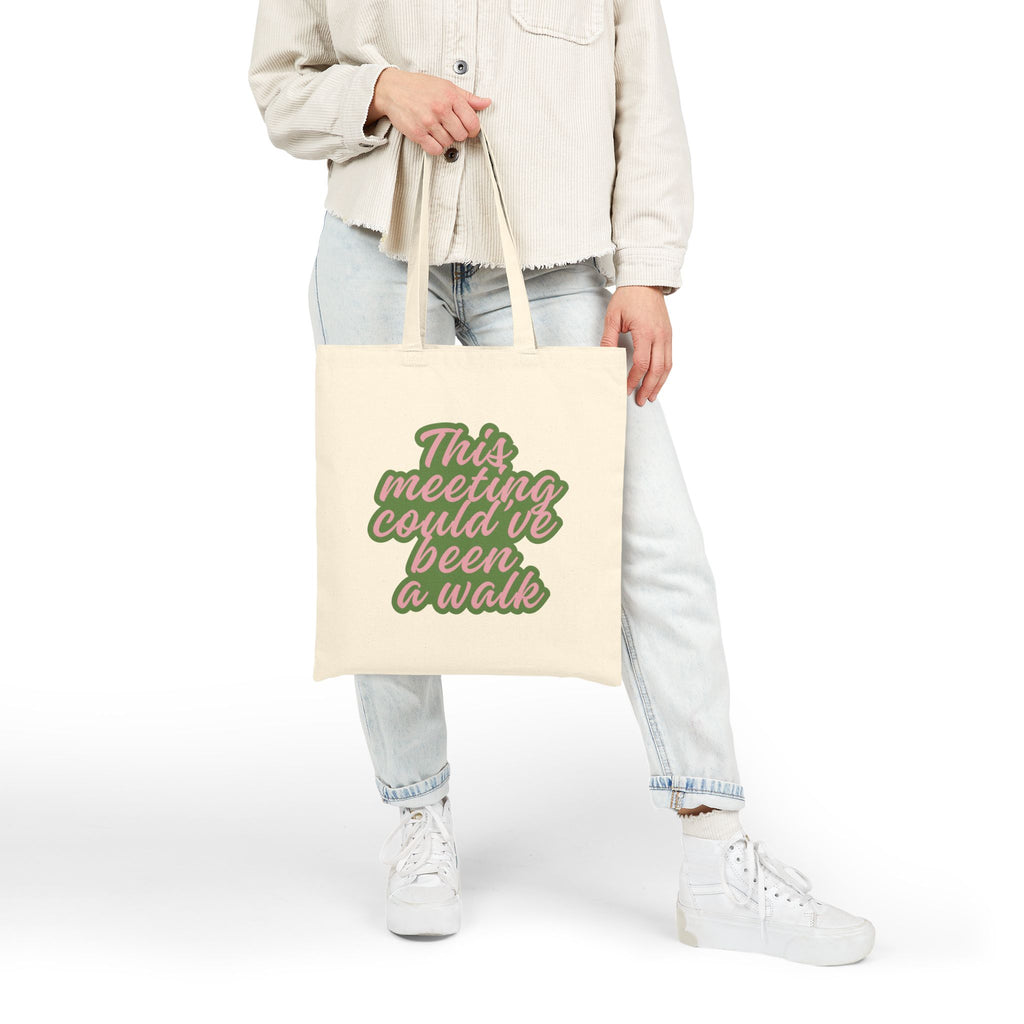 This Meeting Could've Been a Walk" Cotton Canvas Tote Bag | Funny Dog Mom Gift, Lightweight Shoulder Bag for Dog Lovers