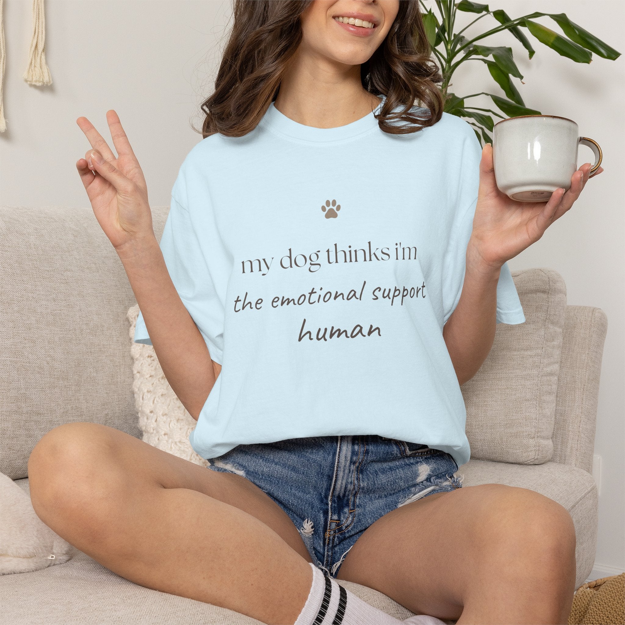 Dog Lover T-Shirt — "My Dog Thinks I'm the Emotional Support Human" Crew Tee
