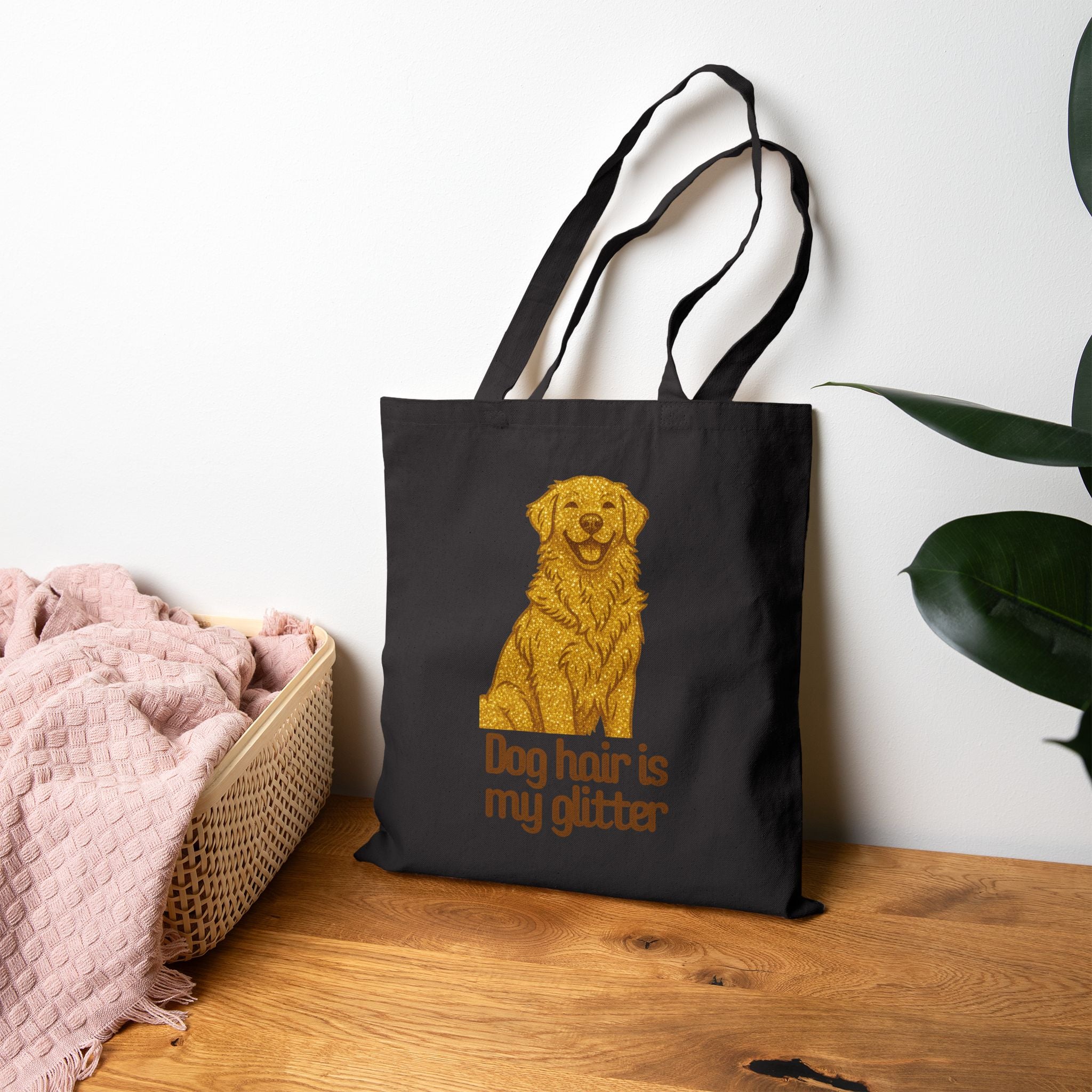 Tote Bag — "Dog Hair Is My Glitter" Golden Retriever Canvas Tote