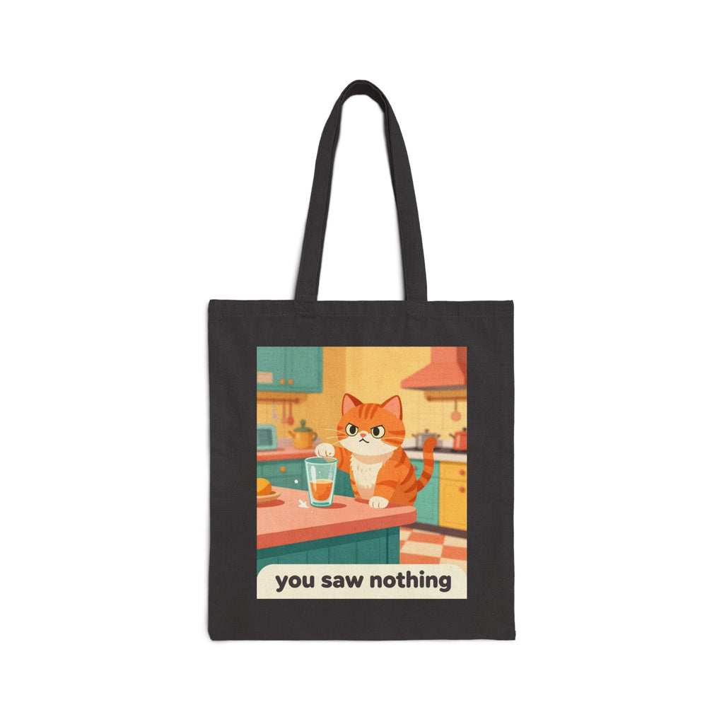 Tote Bag — Retro Cat "You Saw Nothing" Canvas Shopper
