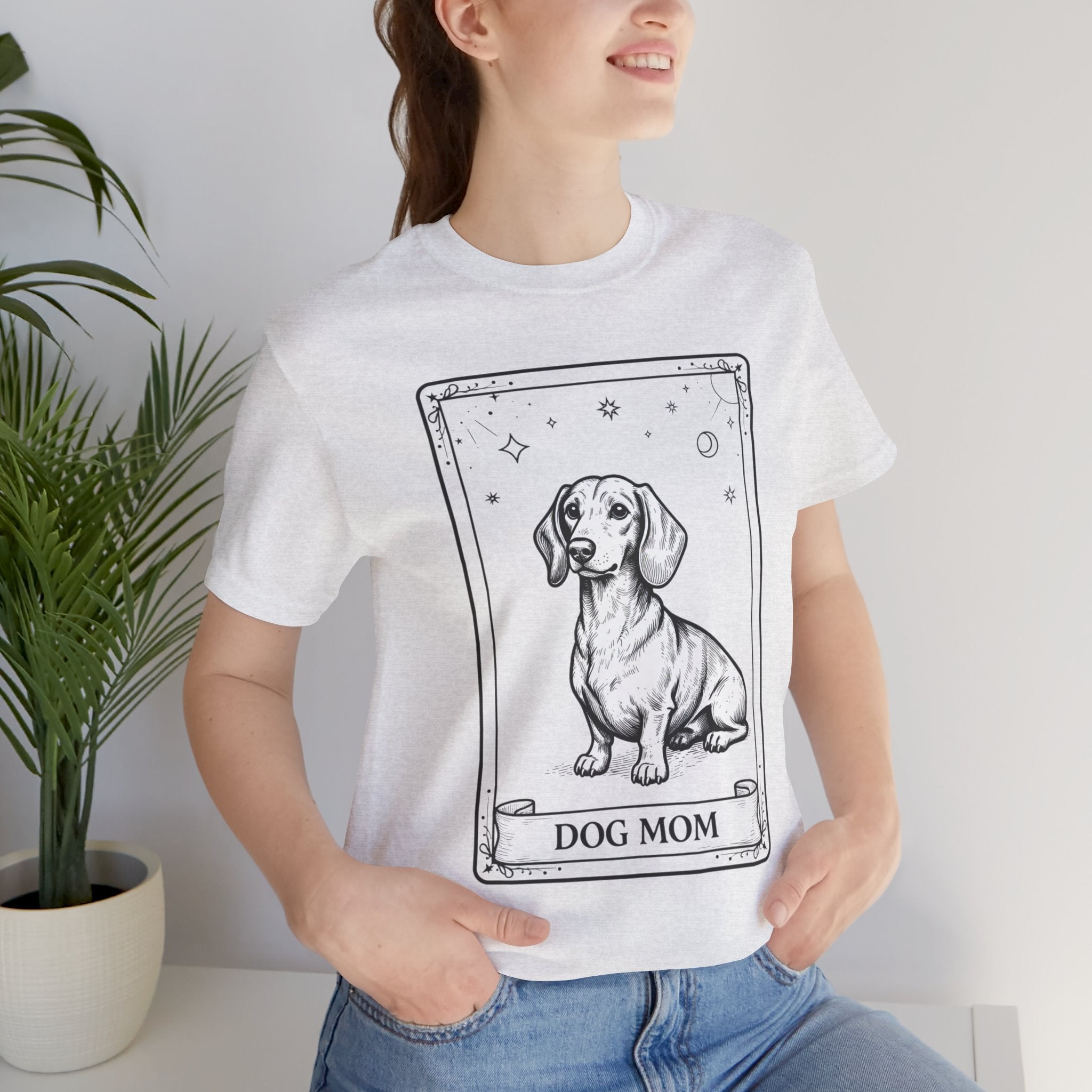 Dog Mom T-Shirt | Dog Mom T-Shirt Vintage Tarot Style Dachshund Graphic Tee | Cute Unisex Dog Lover Shirt Gift Illustration Tee