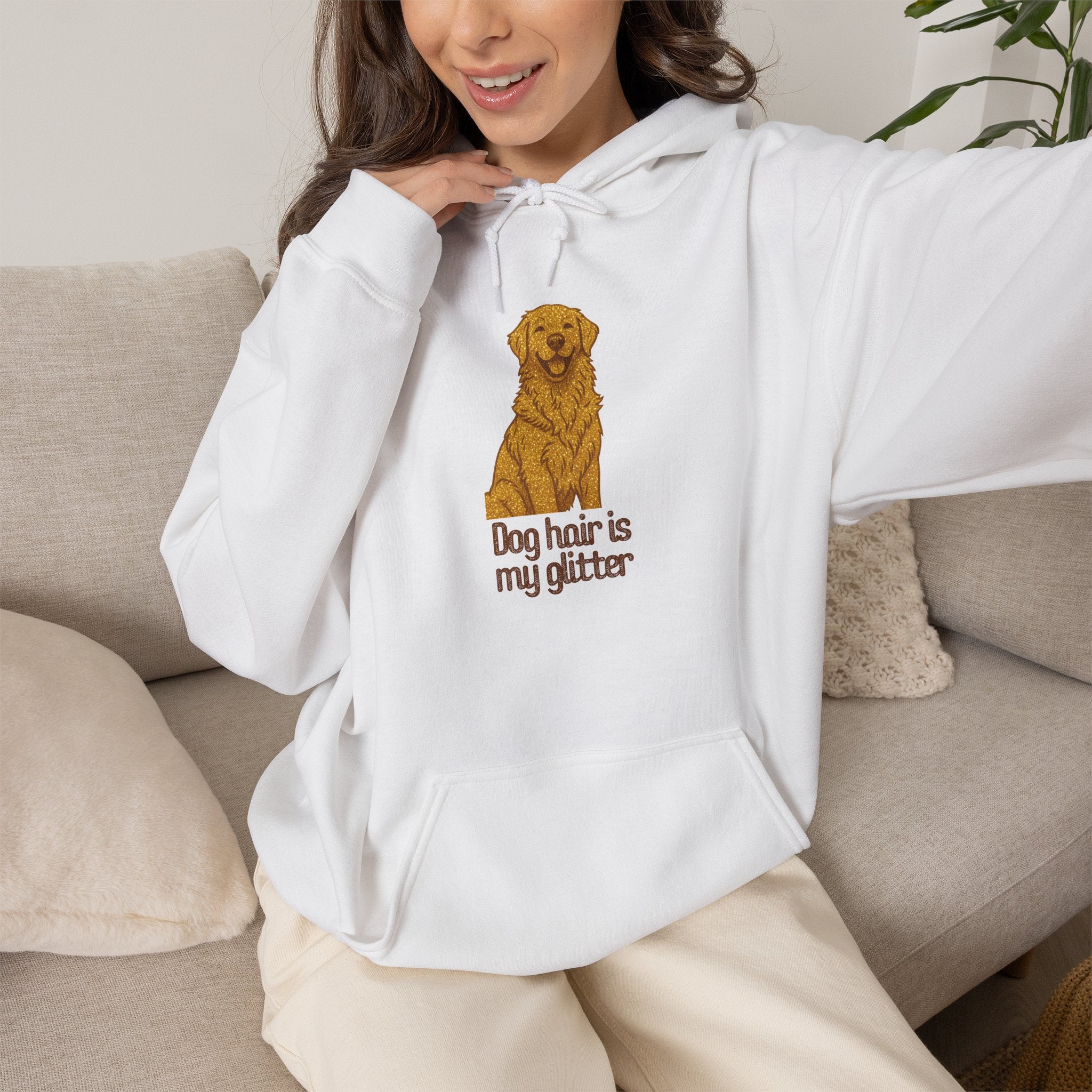 Golden Retriever Hoodie - "Dog Hair Is My Glitter" Cute Dog Lover Pullover