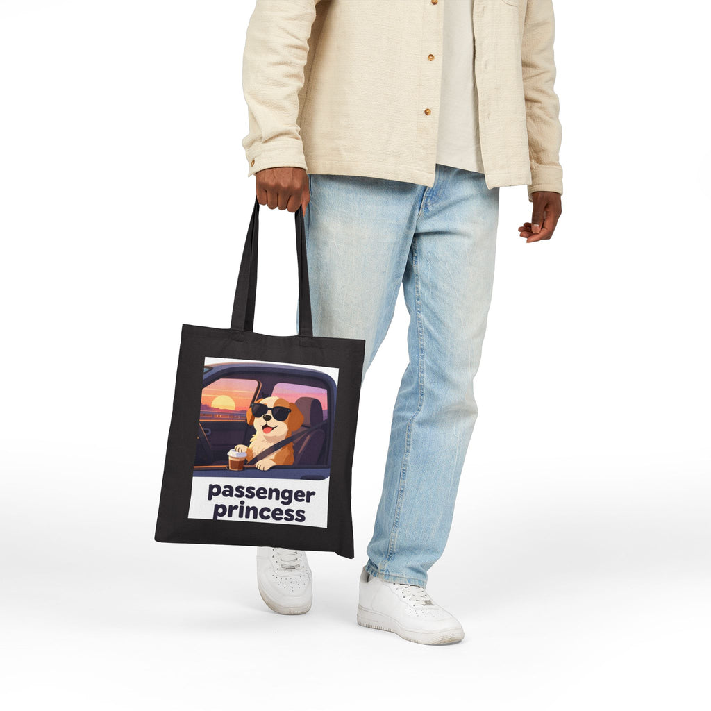 Tote Bag — "Passenger Princess" Cute Dog Travel Canvas Tote