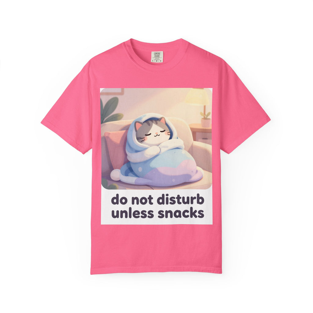 Do Not Disturb Unless Snacks T-Shirt — Cozy Cat Graphic Tee